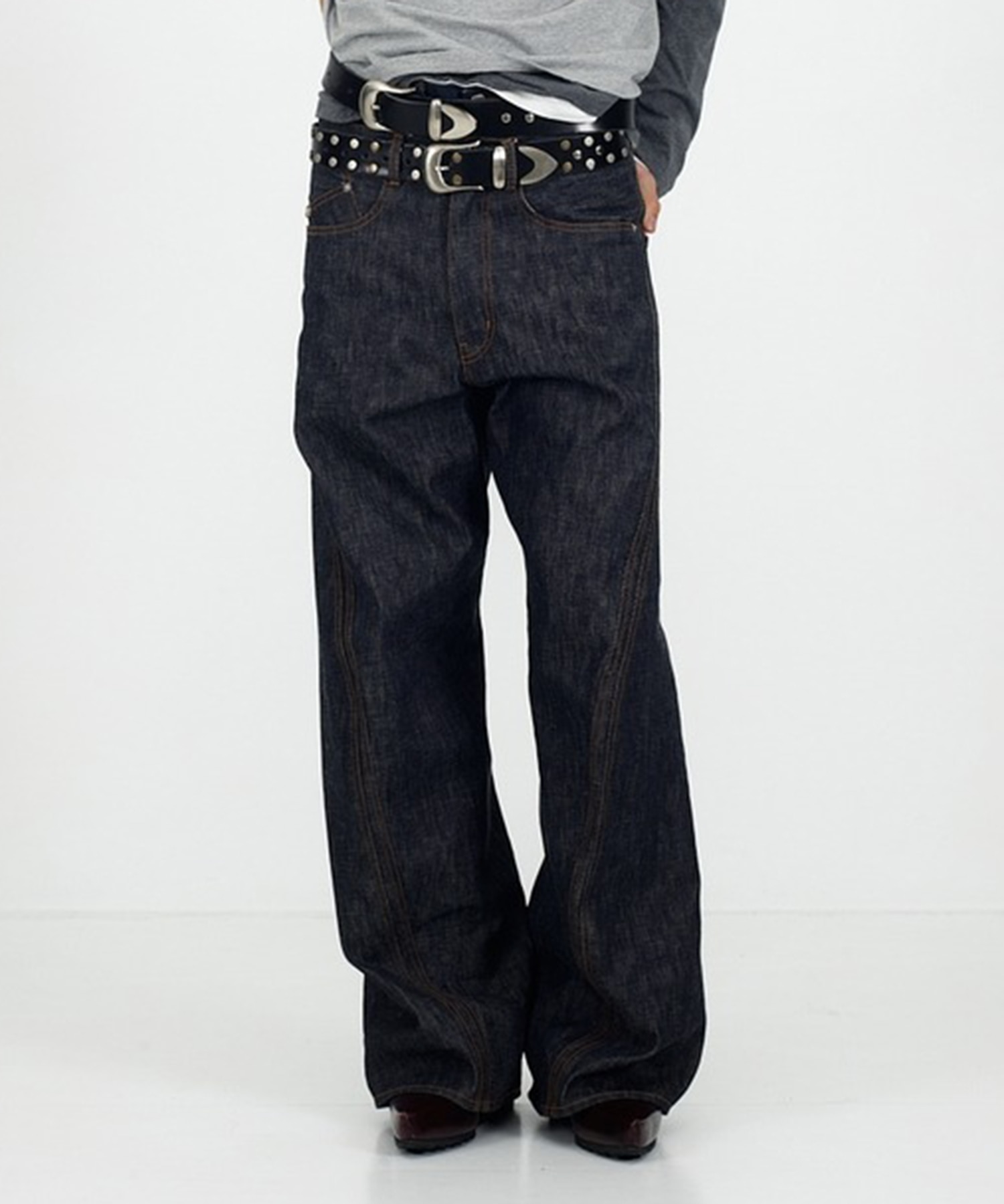 3D TWISTED WIDE LEG JEANS(1 BLUE): NVRFRGT: MENS｜CONZ ONLINE STORE