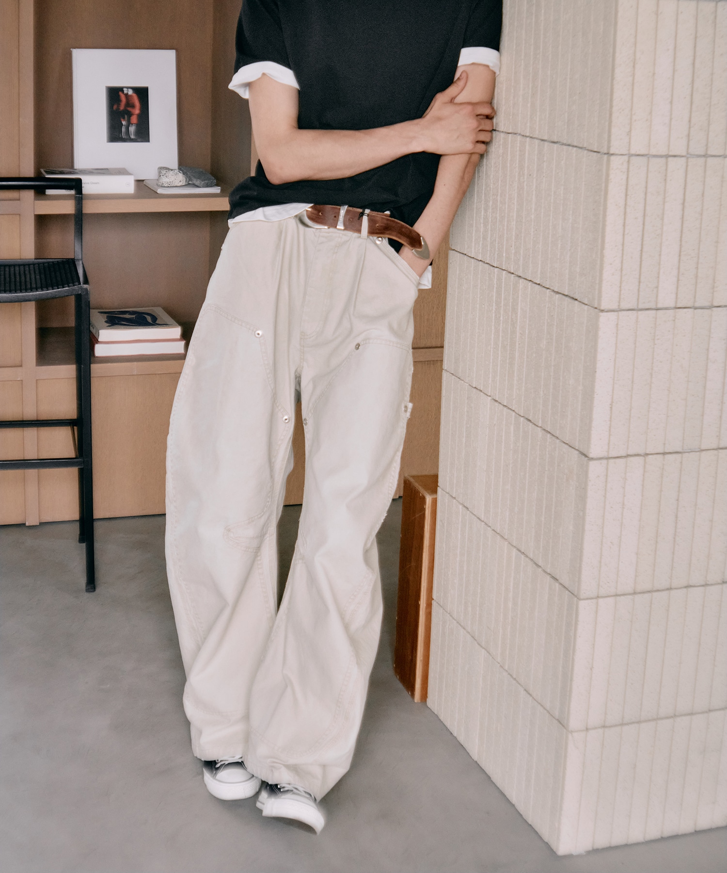 duck double knee curved leg pants(1 ECRU): CONZ: MENS｜CONZ ONLINE