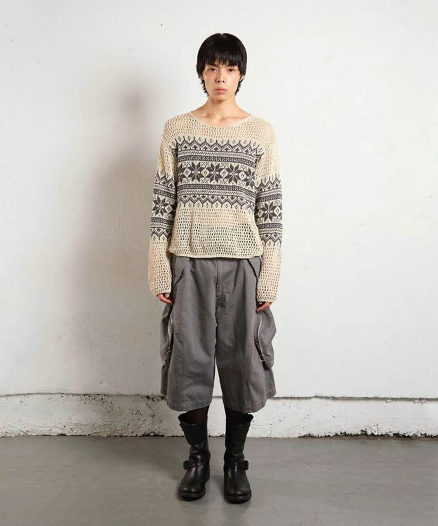 NORDIC JACQUARD OPEN KNIT SWEATER NVRFRGT