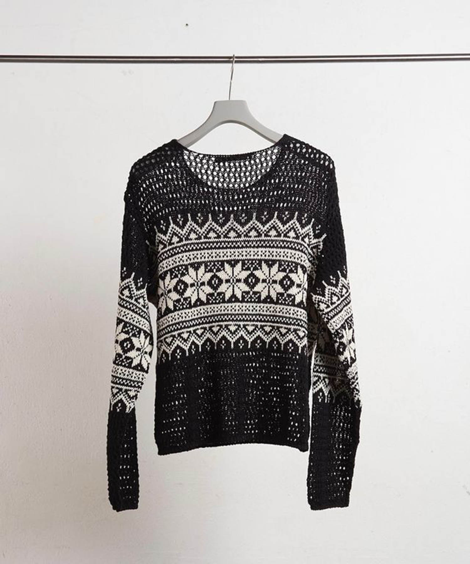NORDIC JACQUARD OPEN KNIT SWEATER NVRFRGT