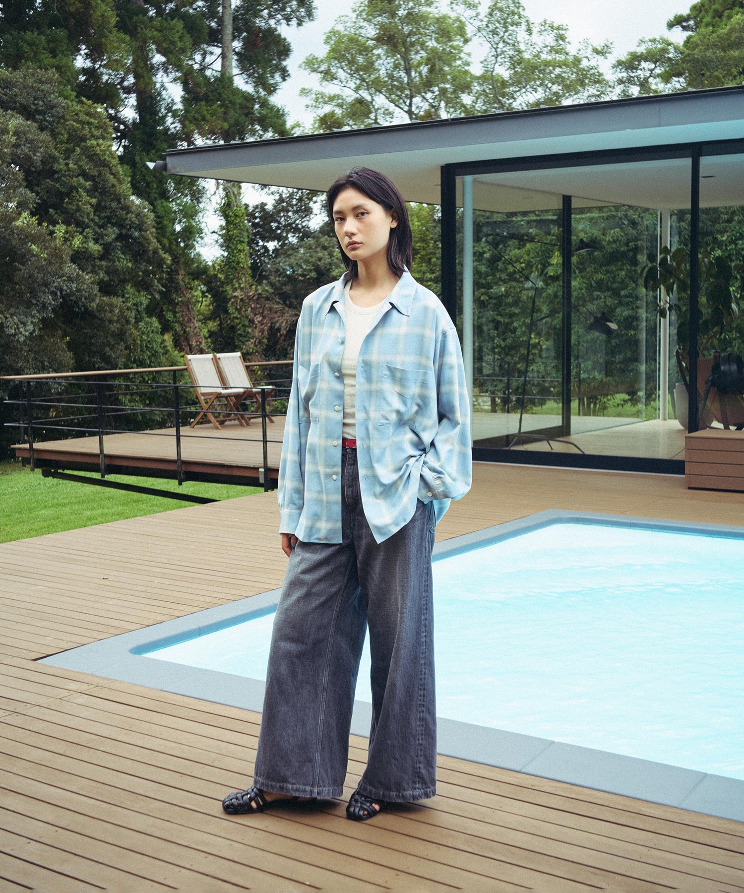 Split yoke big shirt - Ombre check superNova.