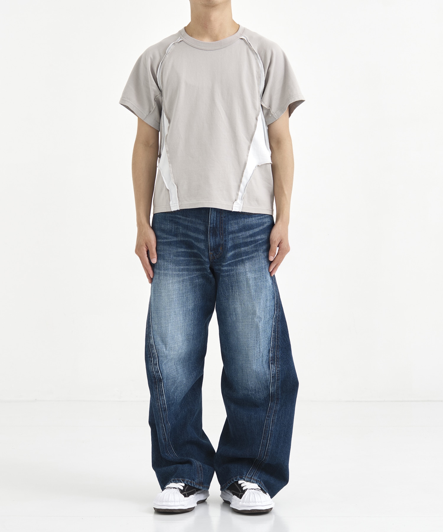 別注 PANELED HALF SLEEVE T-SHIRT NVRFRGT