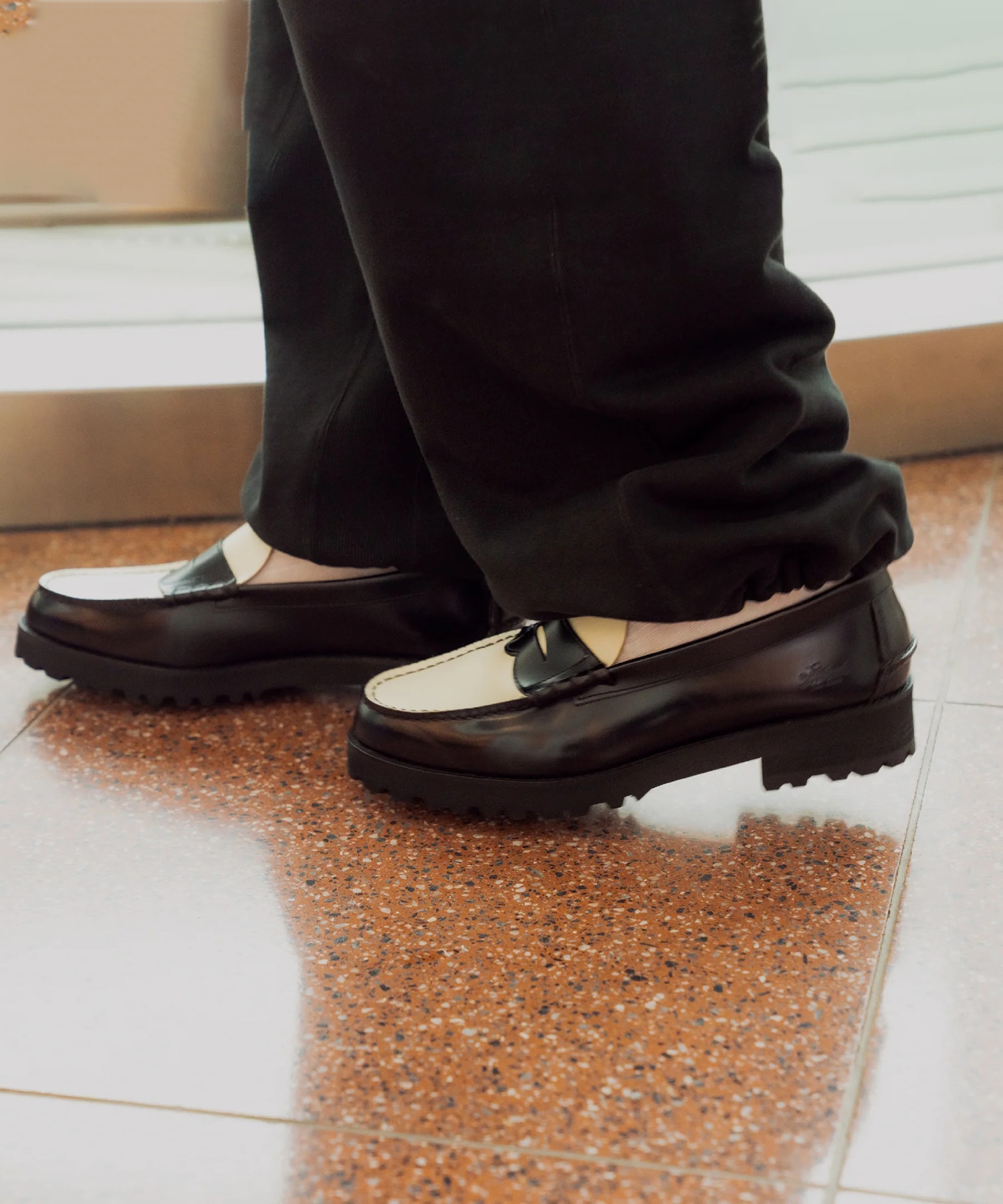 TANK SOLE LOAFERS BLACK WHITE The Kenford FINESHOES