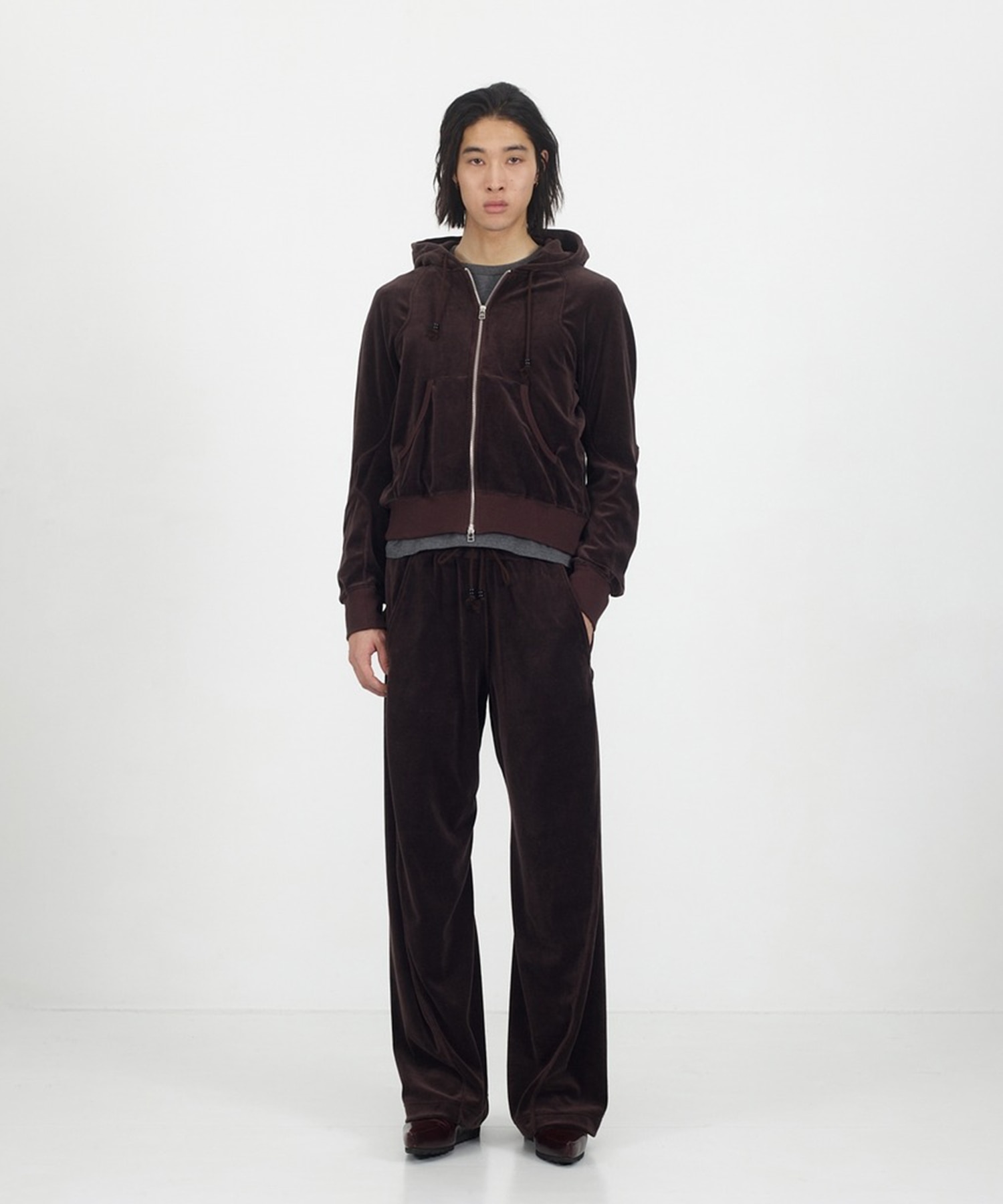 VELOUR ZIP UP HOODIE NVRFRGT