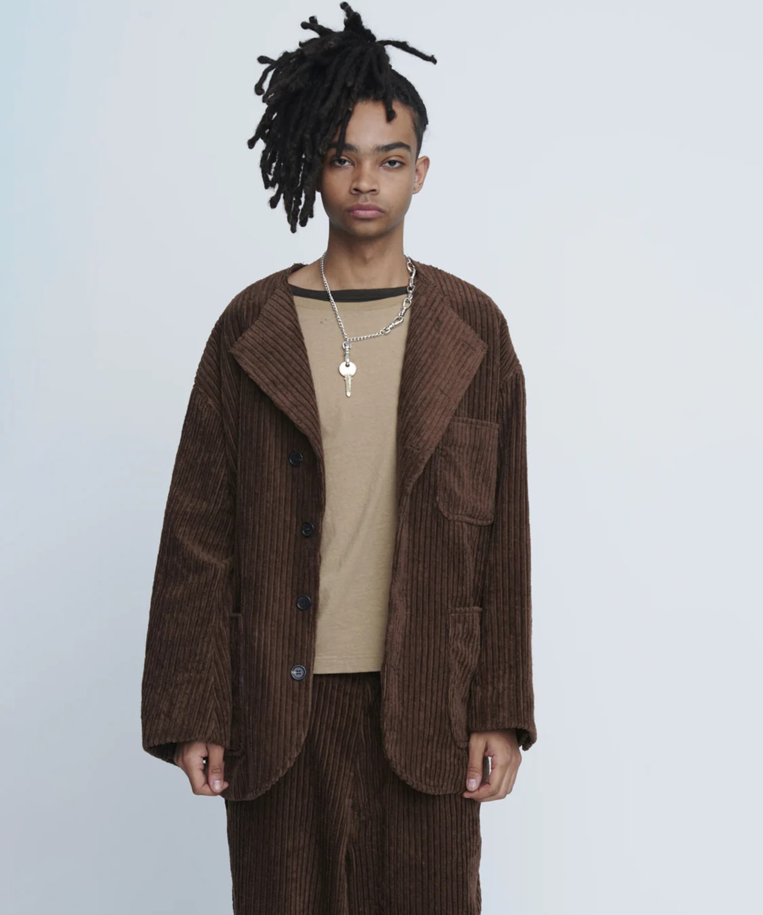 Corduroy Collarless Jacket INSCRIRE