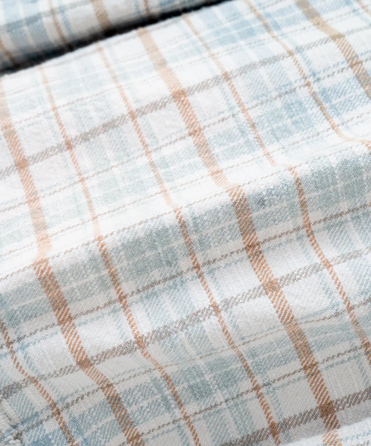 COTTON FLANNEL PLAID OPEN COLLAR SHIRT : DISTRESSED Name.