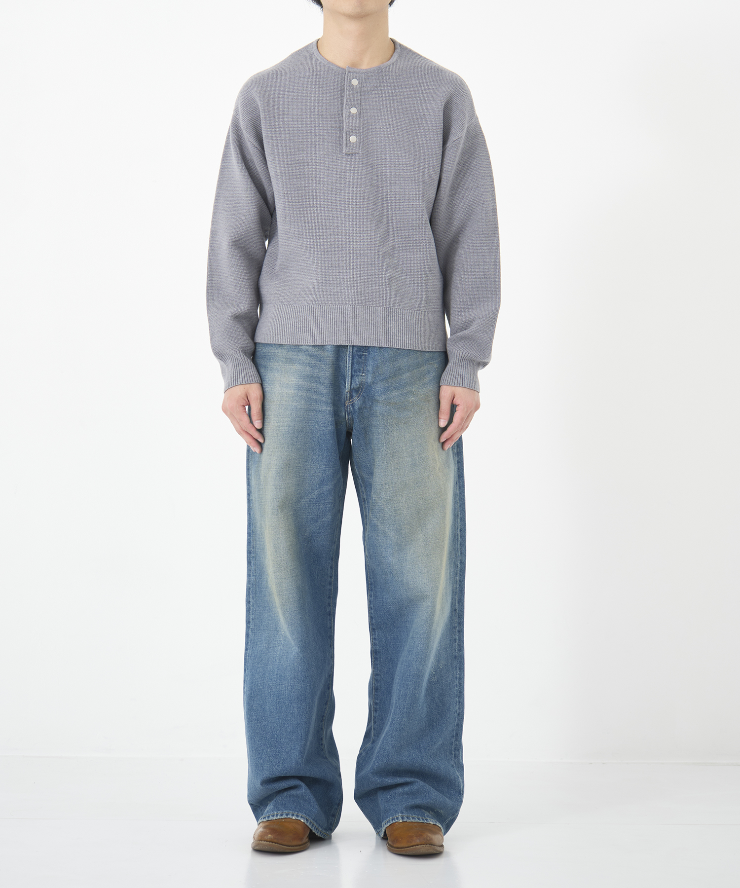 WOOL WAFFLE HENRY KNIT CONZ