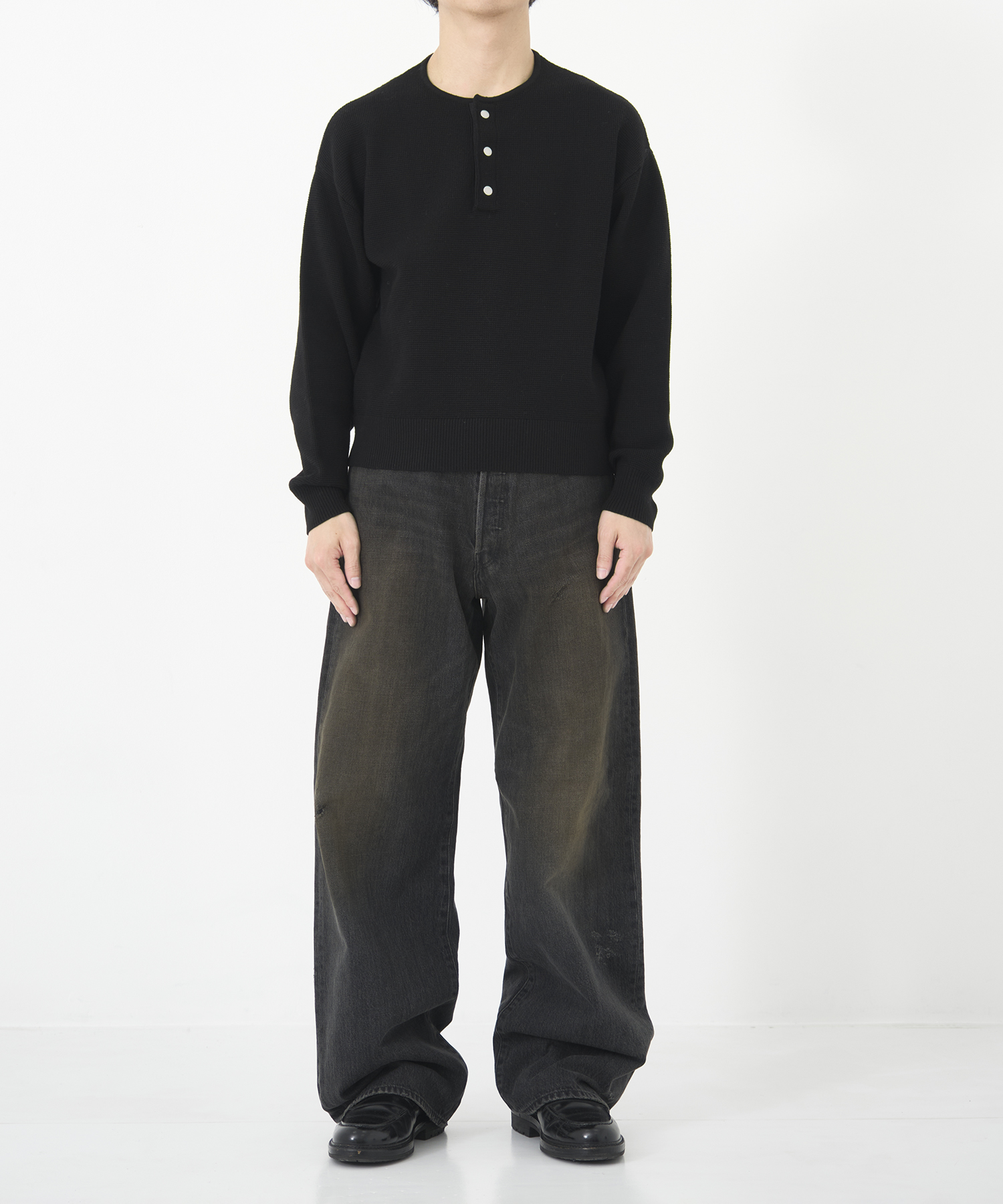 WOOL WAFFLE HENRY KNIT CONZ