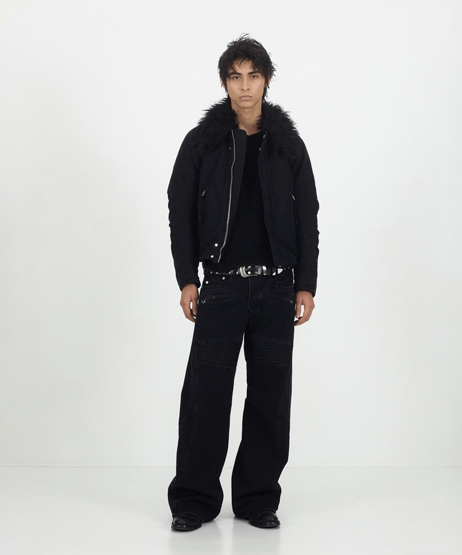 PADDED SHEARING COLLAR BIKER JACKET NVRFRGT