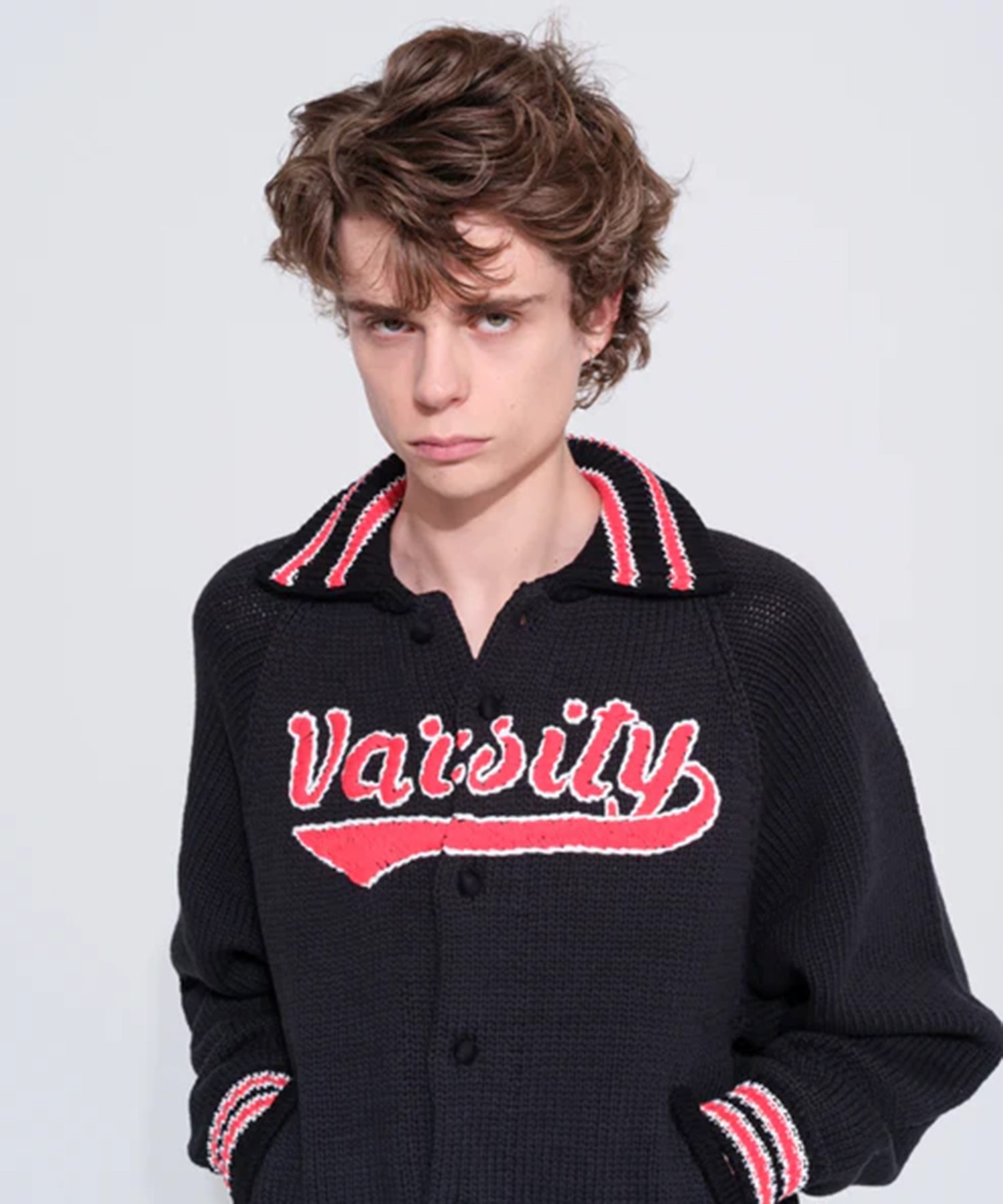 KNITTED VARSITY JACKET RICE NINE TEN