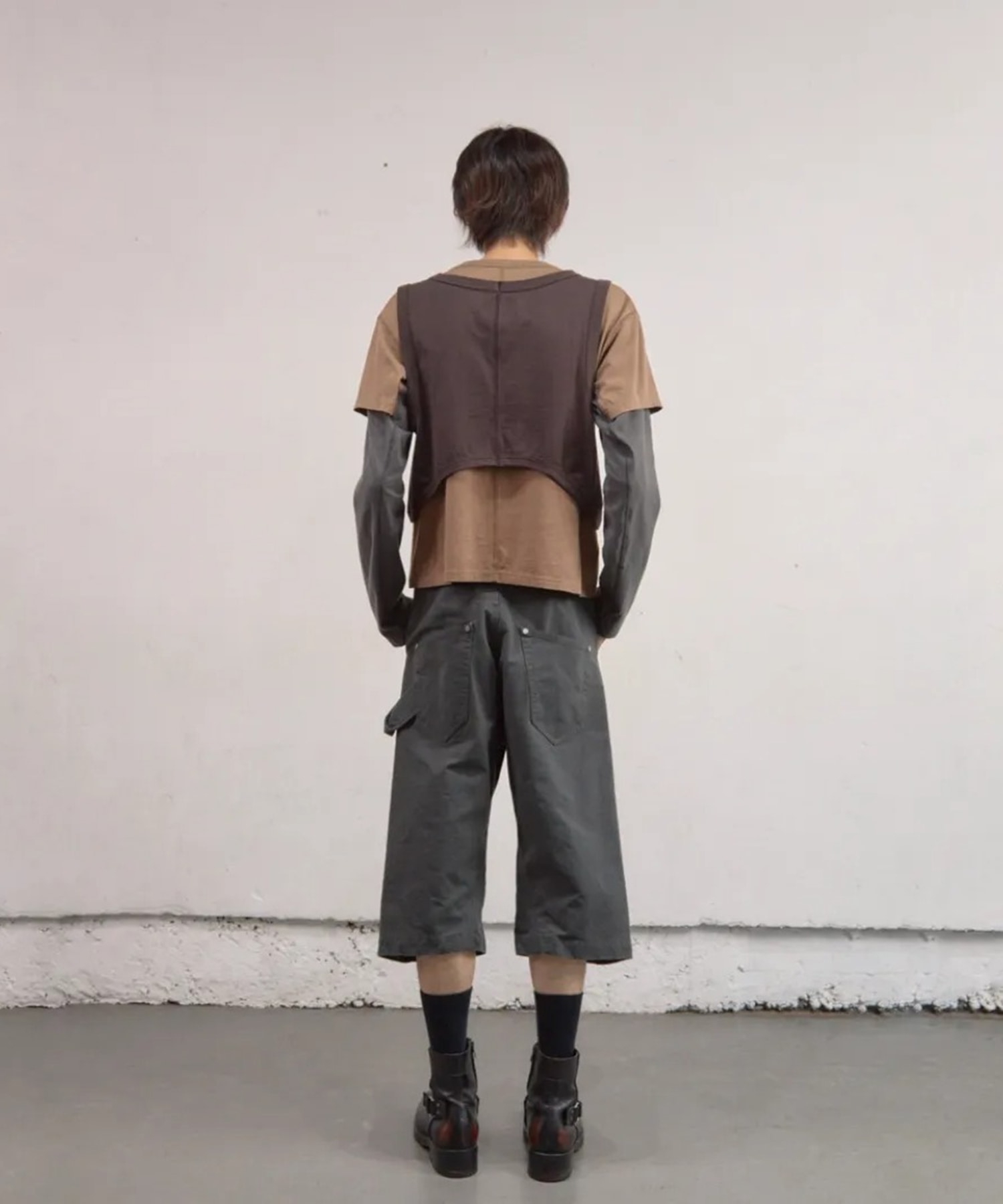 CURVED LEG DOUBLE KNEE WORK SHORT PANTS NVRFRGT