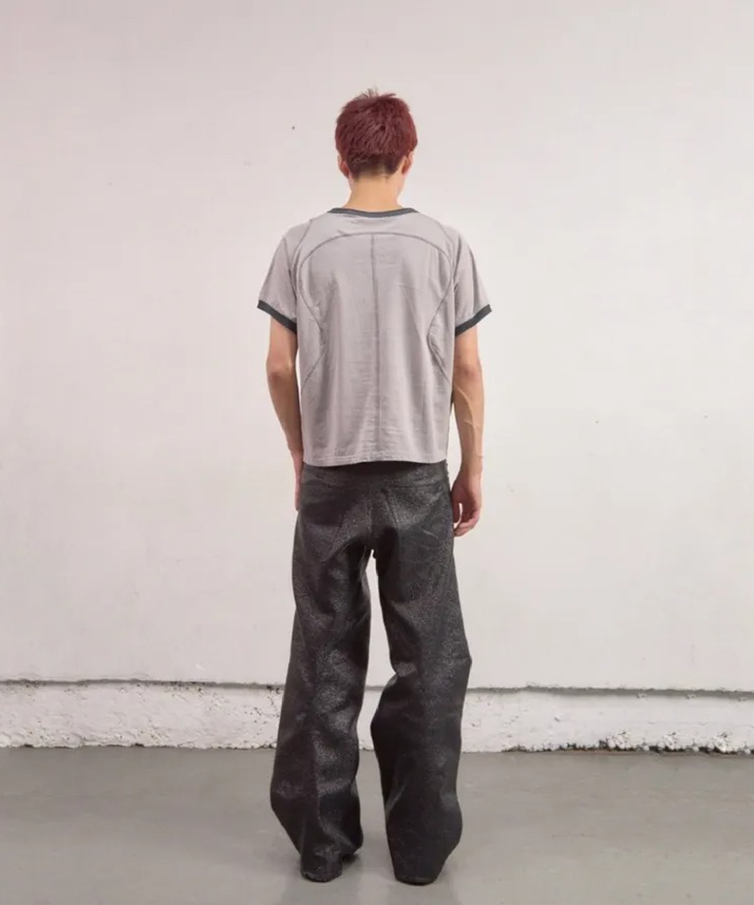 PANELLED HALF SLEEVE　RINGER T-SHIRT NVRFRGT