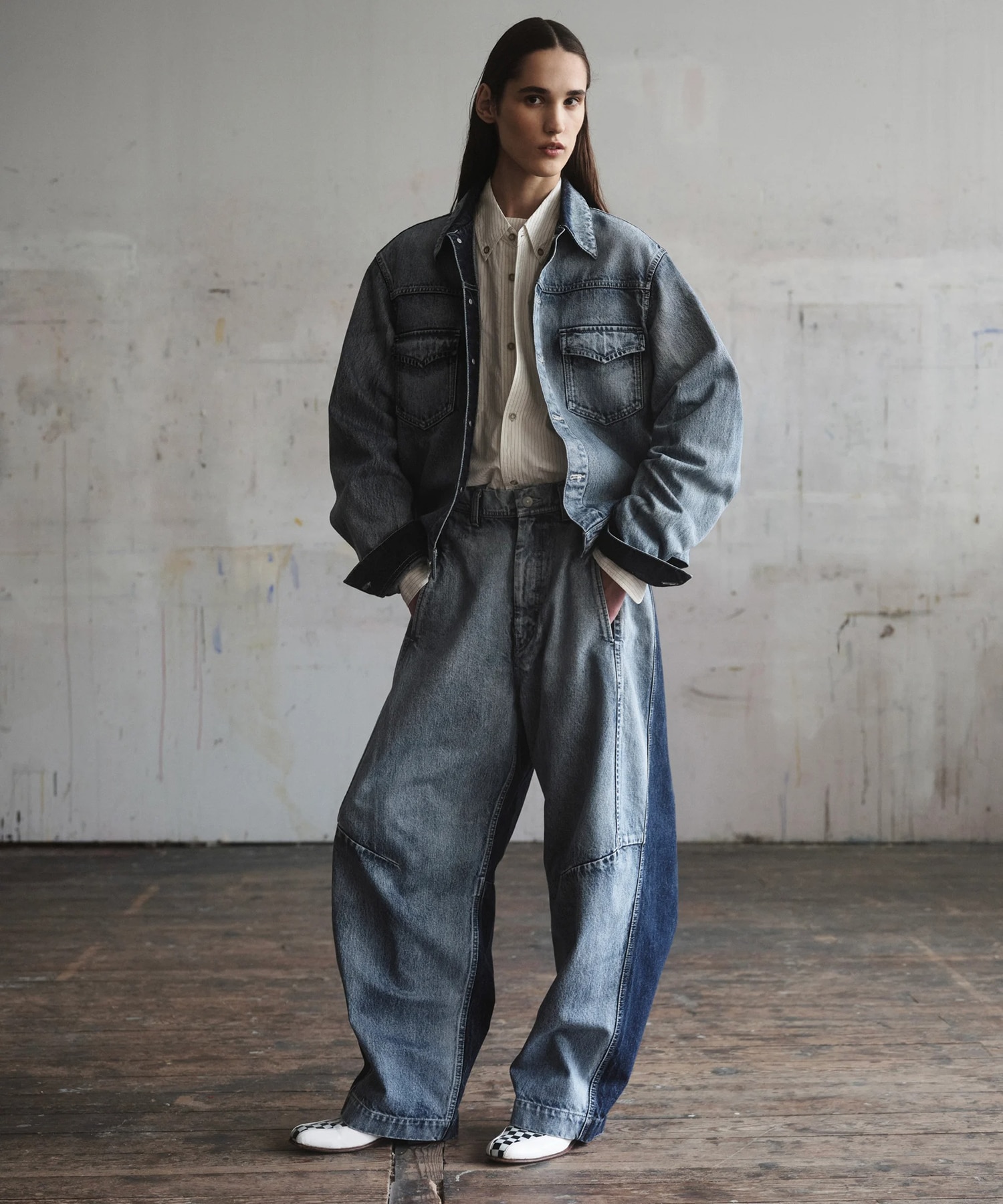 Two-tone Denim Back Adjust PT Nomat