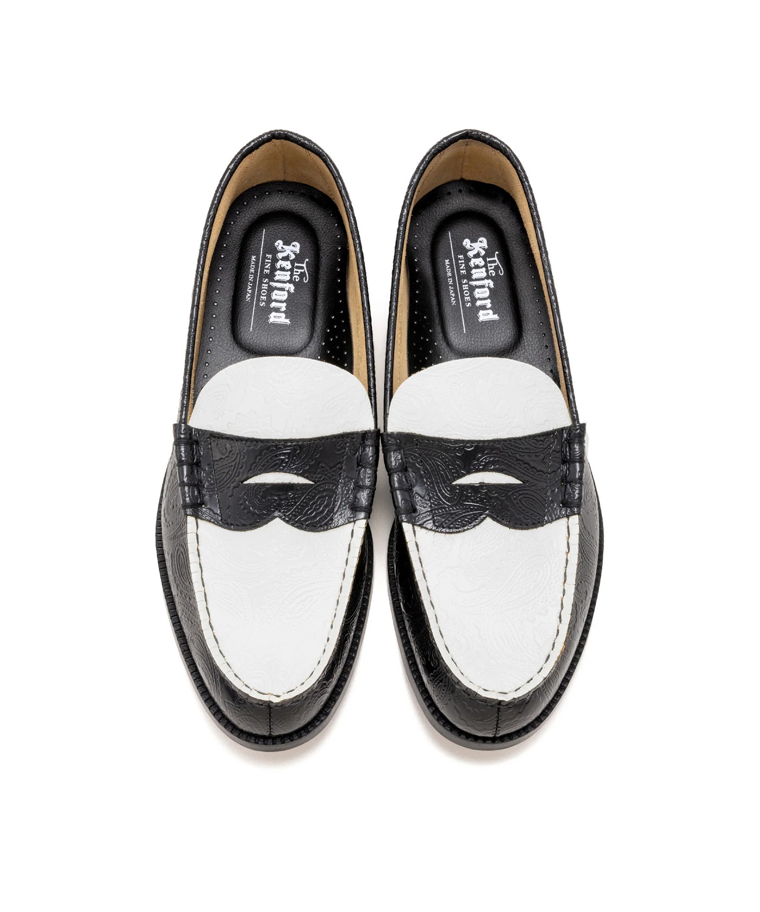 EMBOSSED LOAFERS BLACK WHITE PAISLEY The Kenford FINESHOES