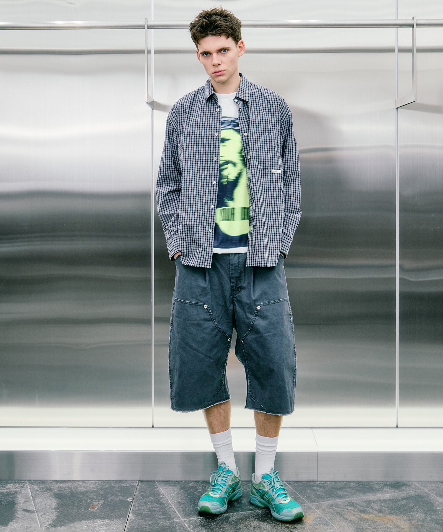 BASICKS×duck double knee curve leg shorts CONZ