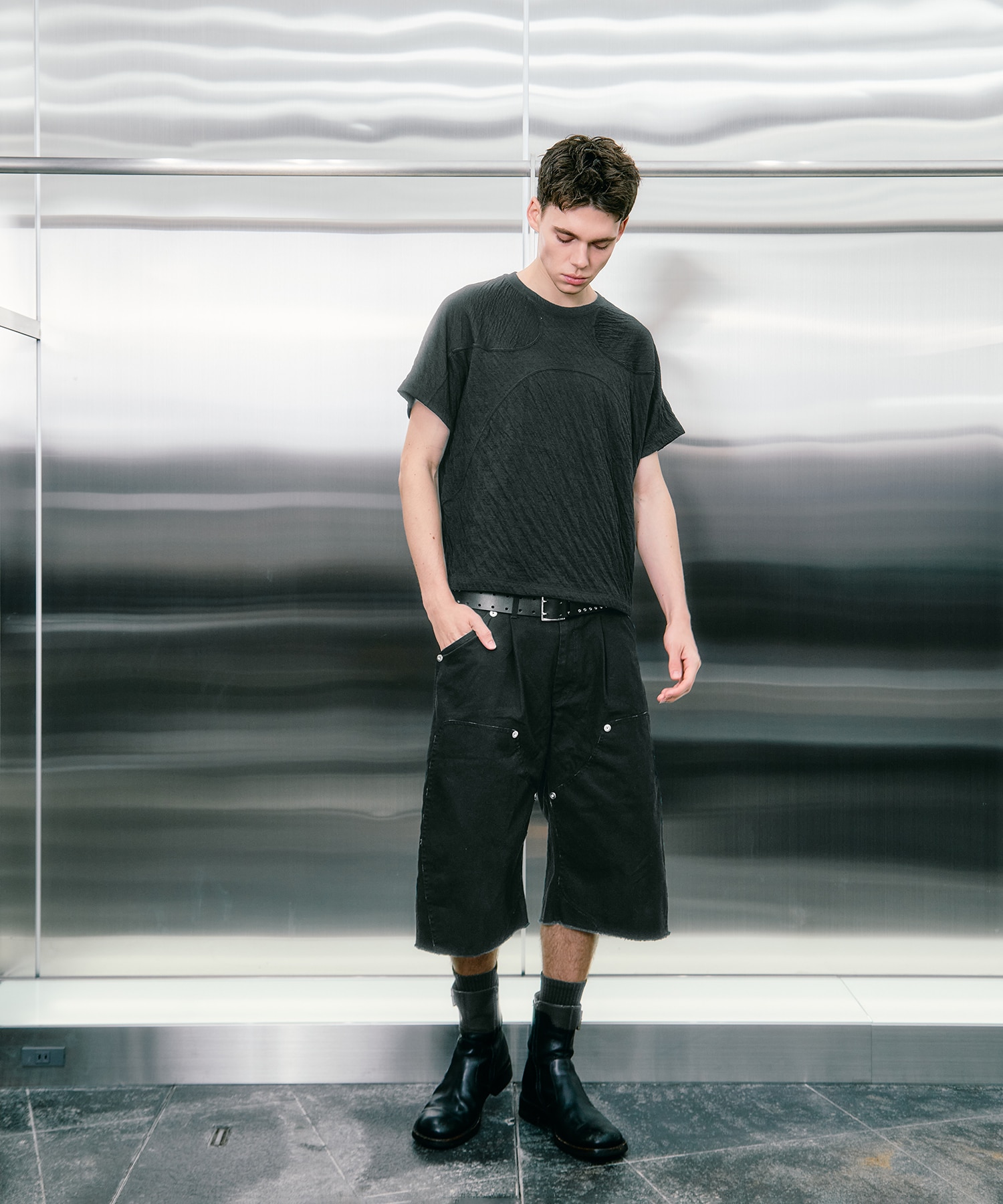 BASICKS×duck double knee curve leg shorts CONZ