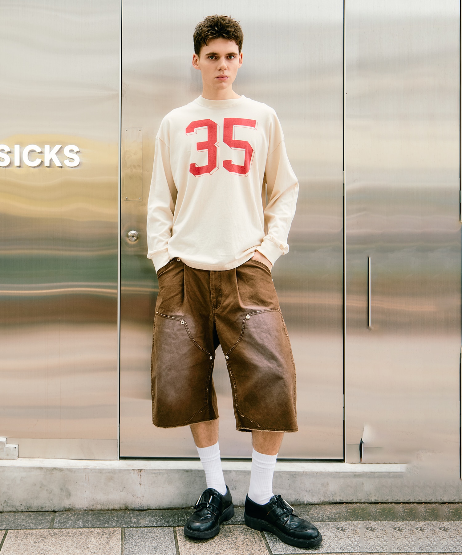 BASICKS×duck double knee curve leg shorts CONZ