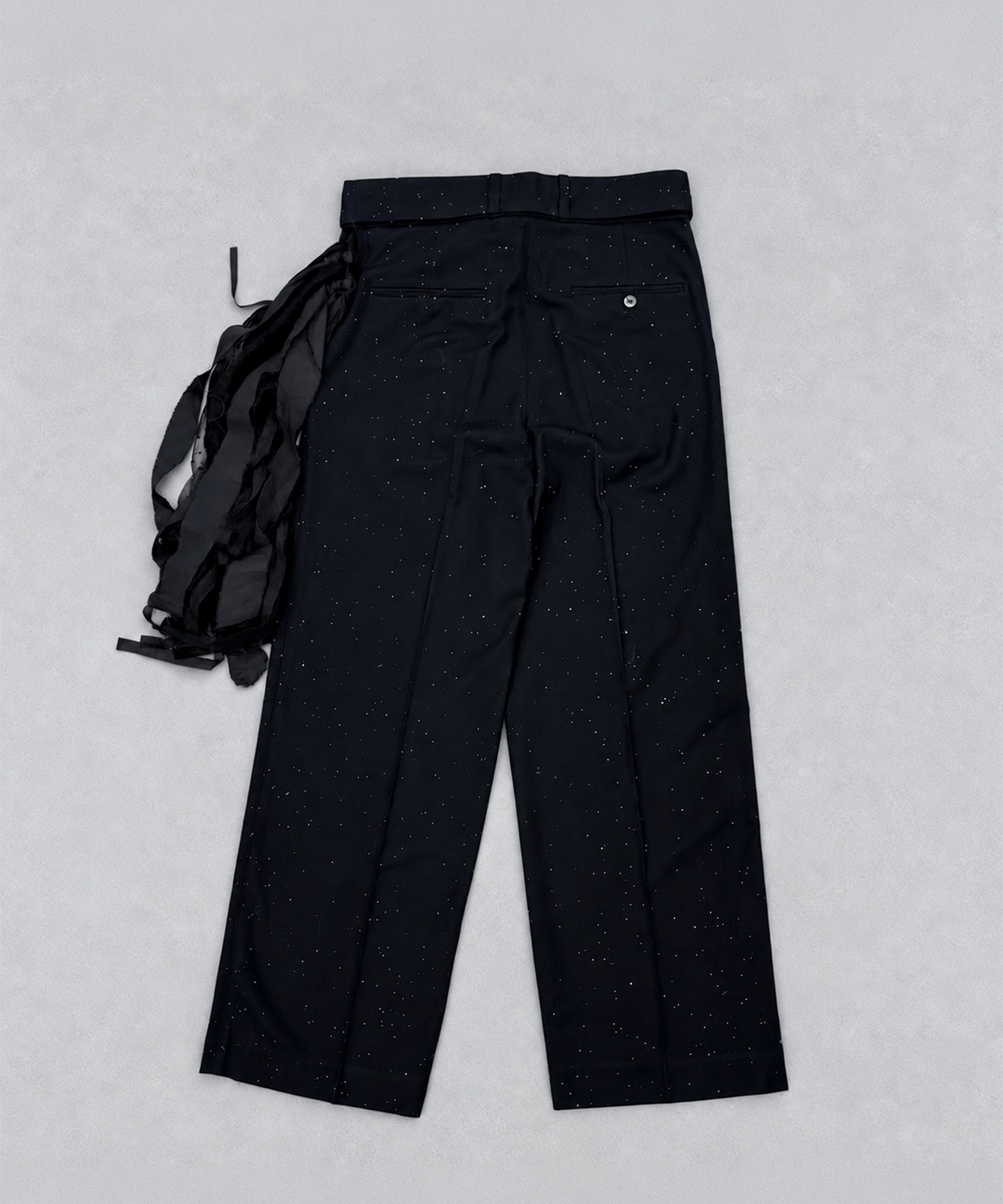 SEQUINS WOOL BELTED SLACKS Midorikawa