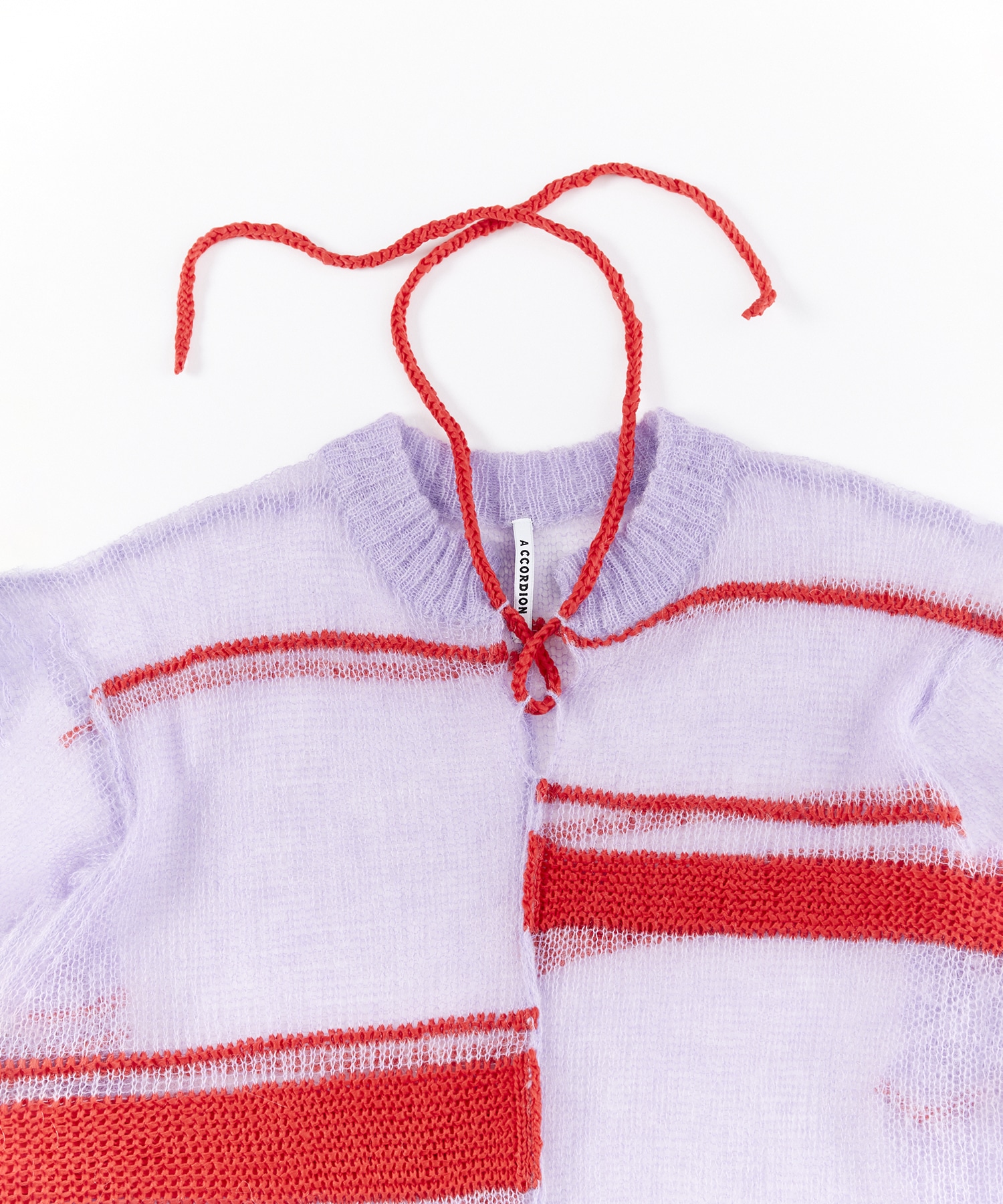 RANDOM BORDER LACE UP PULLOVER A CCORDION