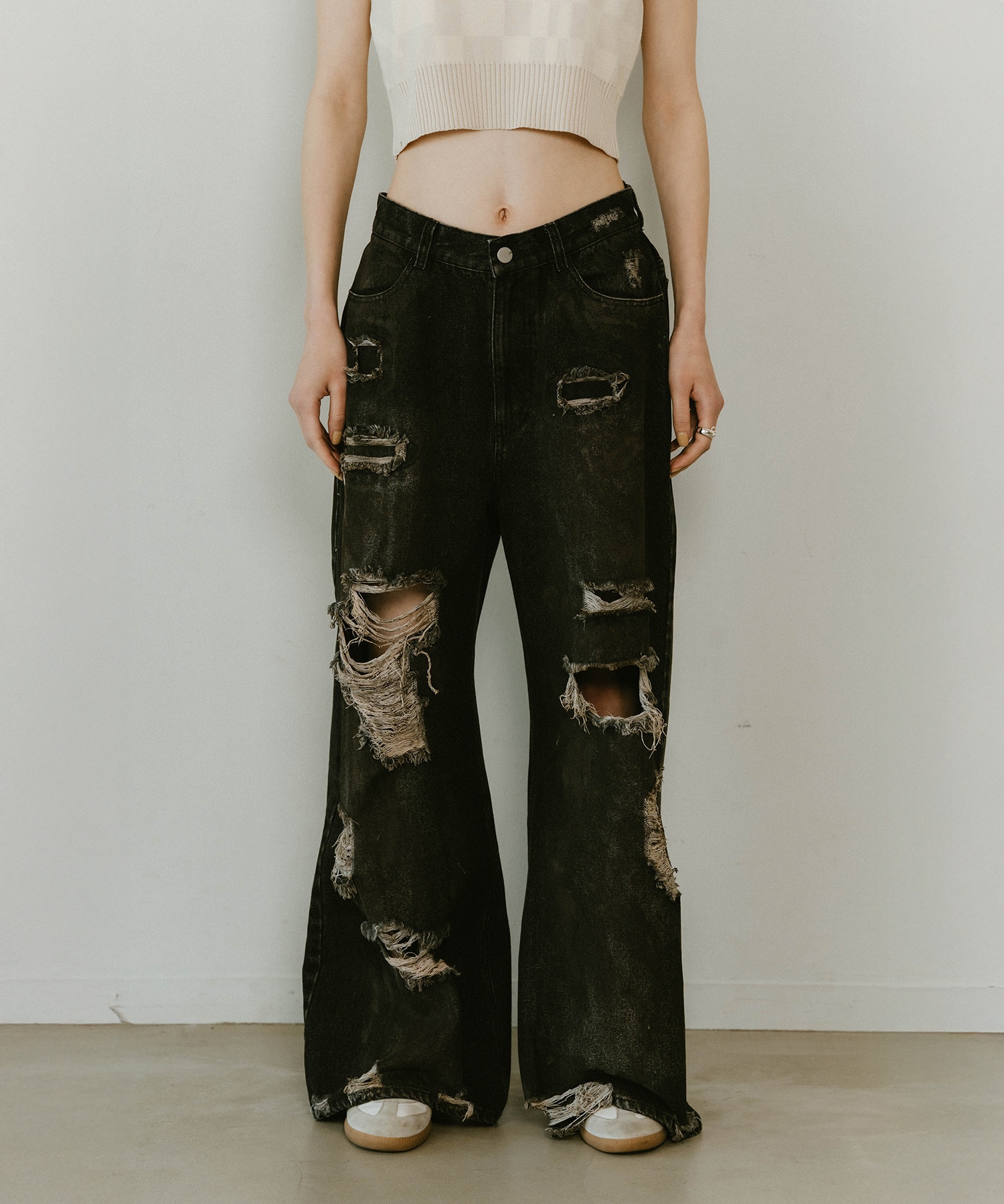 damage denim pants(unisex) Knuth Marf