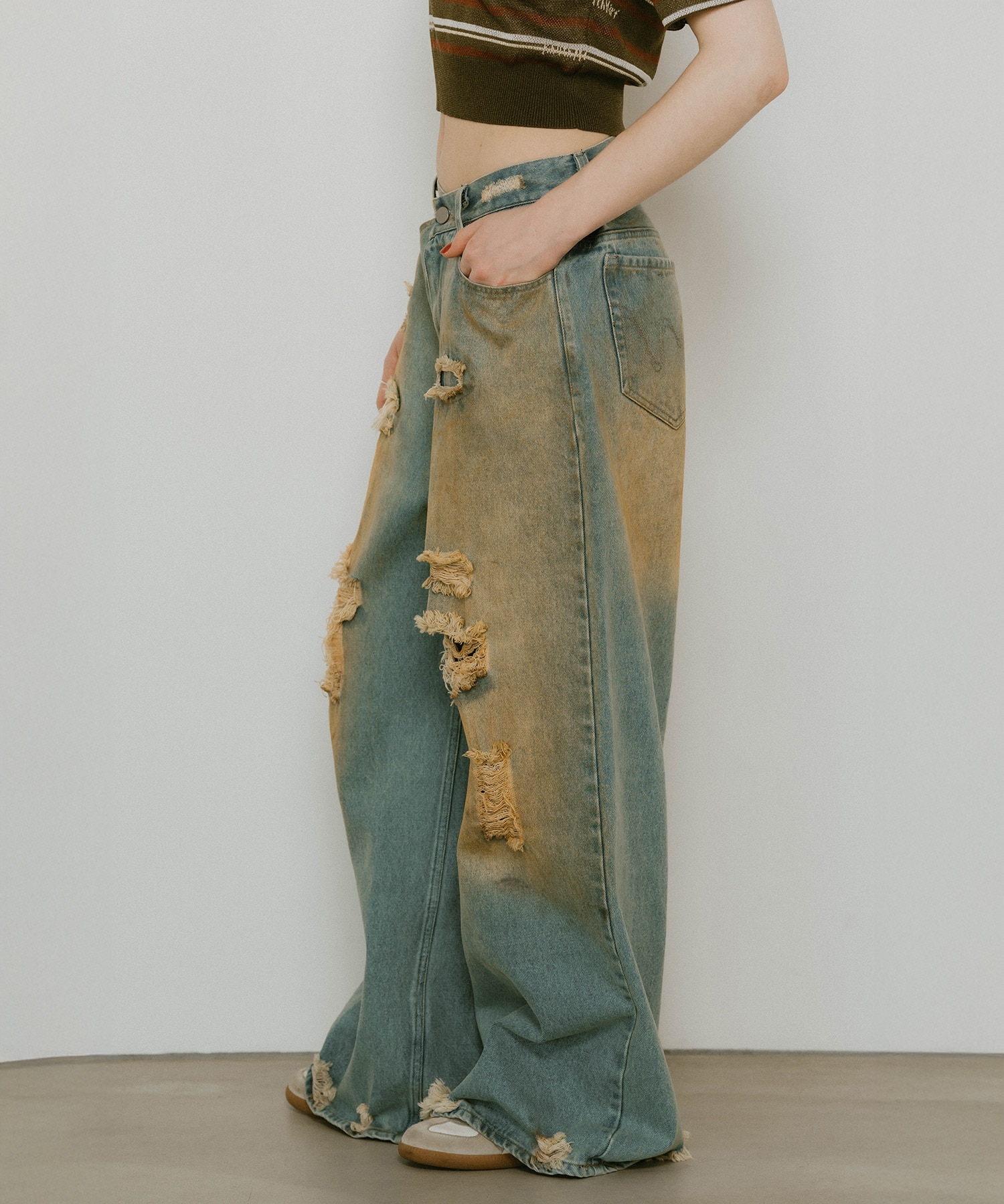 damage denim pants(unisex) Knuth Marf