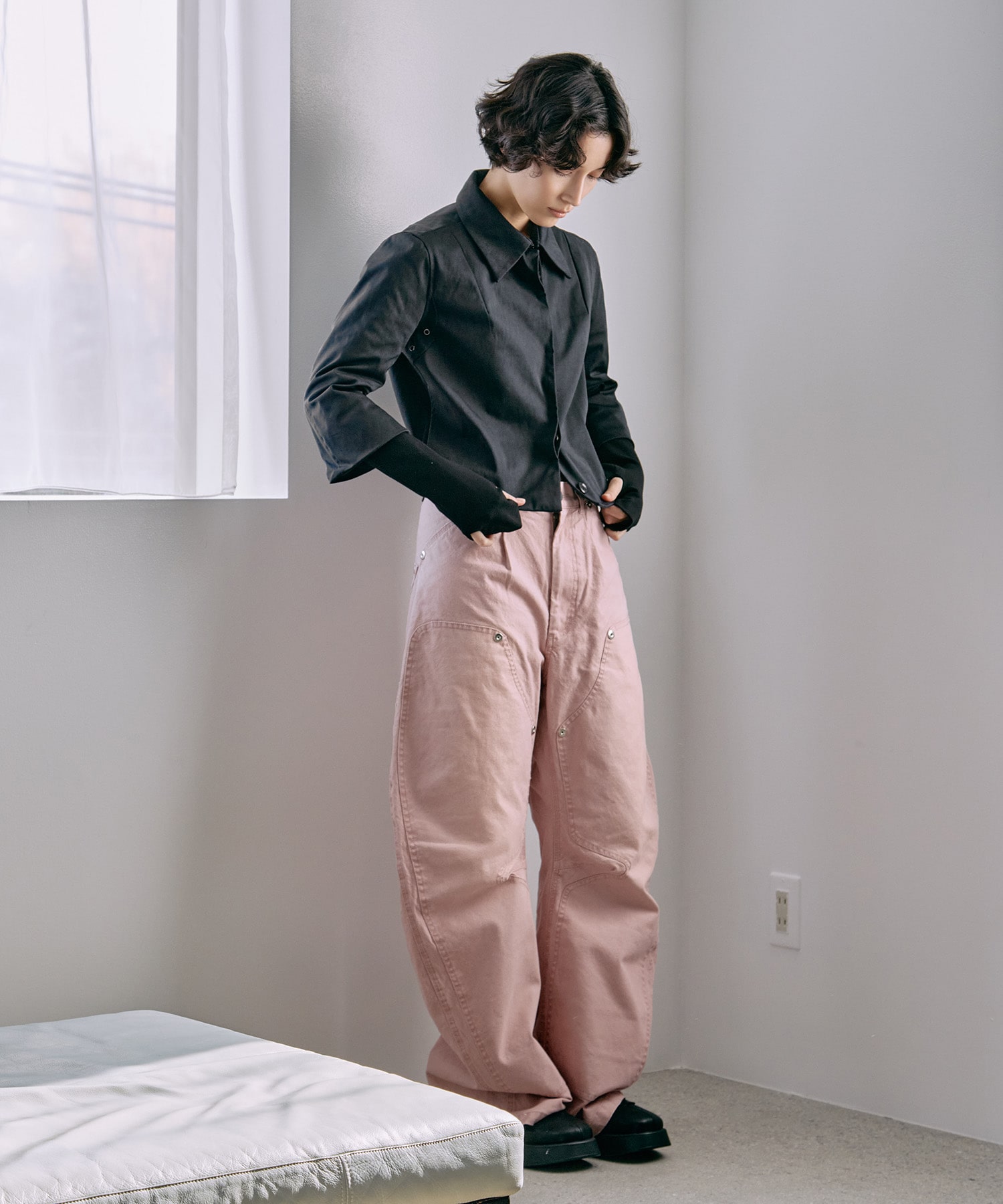 BASICKS×DUCK DOUBLE KNEE CURVED LEG PANTS BASICKS