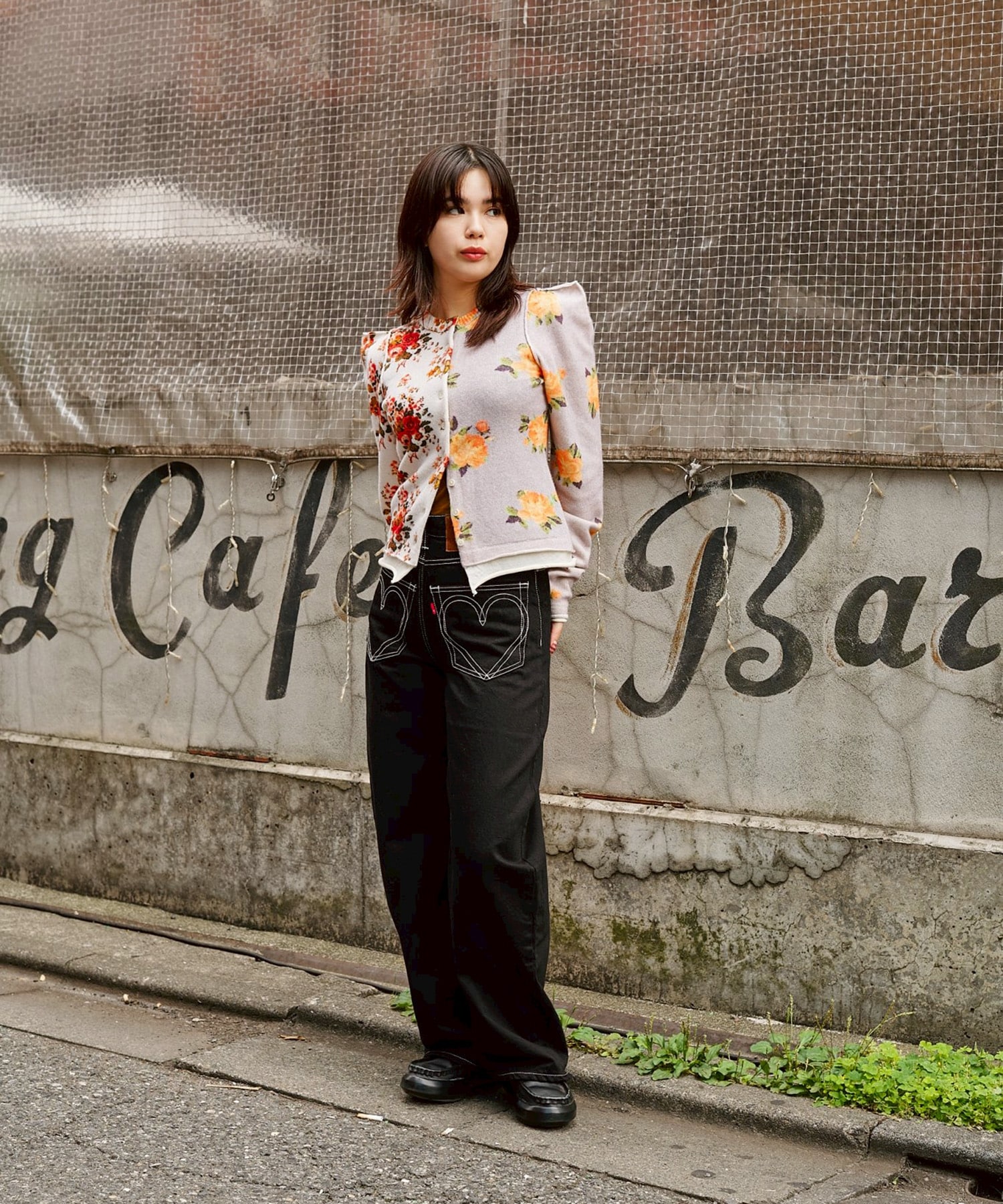 dual-tone bloom cardigan OPEN SESAME CLUB