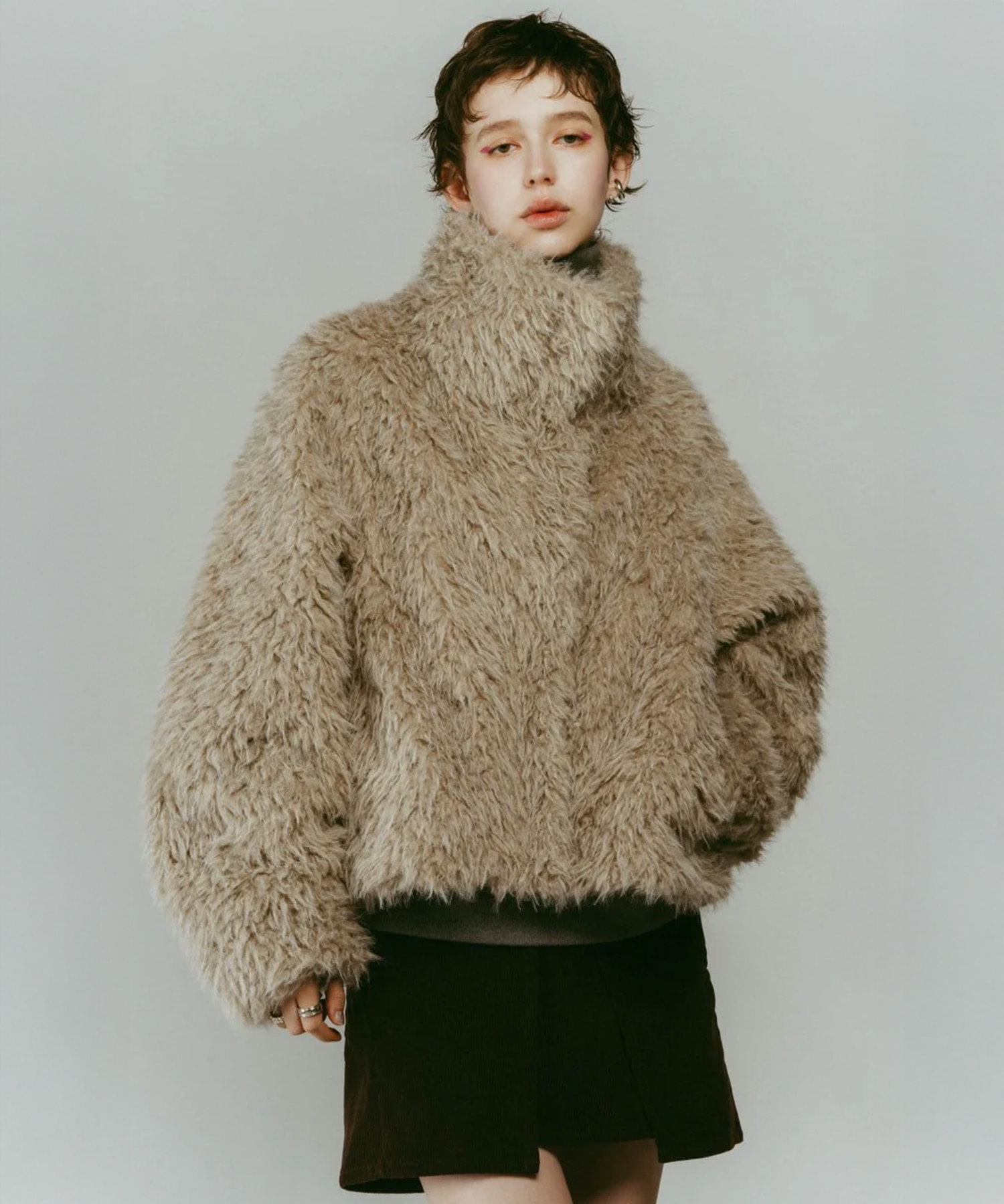 shaggy stand collar coat Knuth Marf