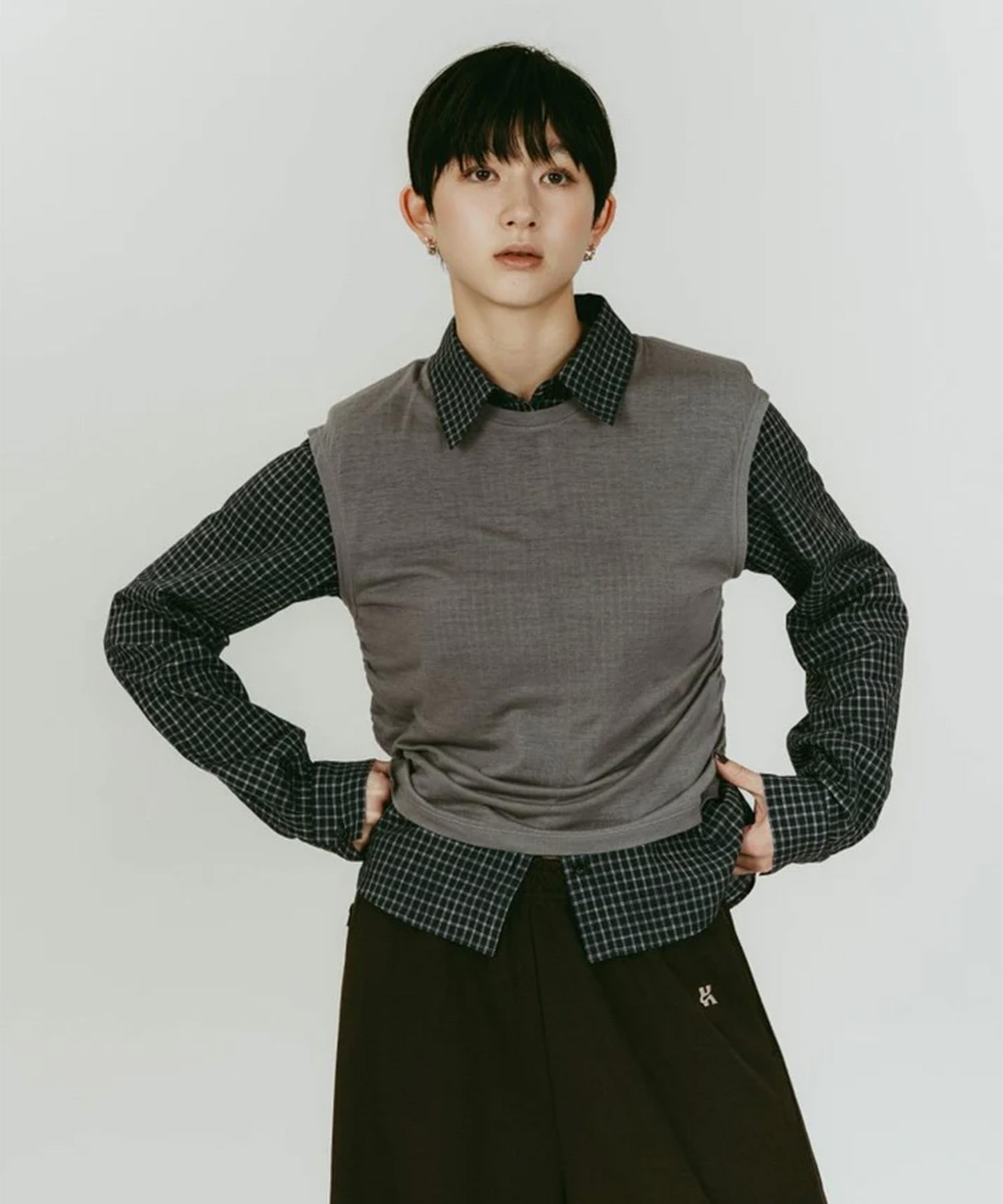 2-piece layered compact shirt/bluecharcoal Knuth Marf