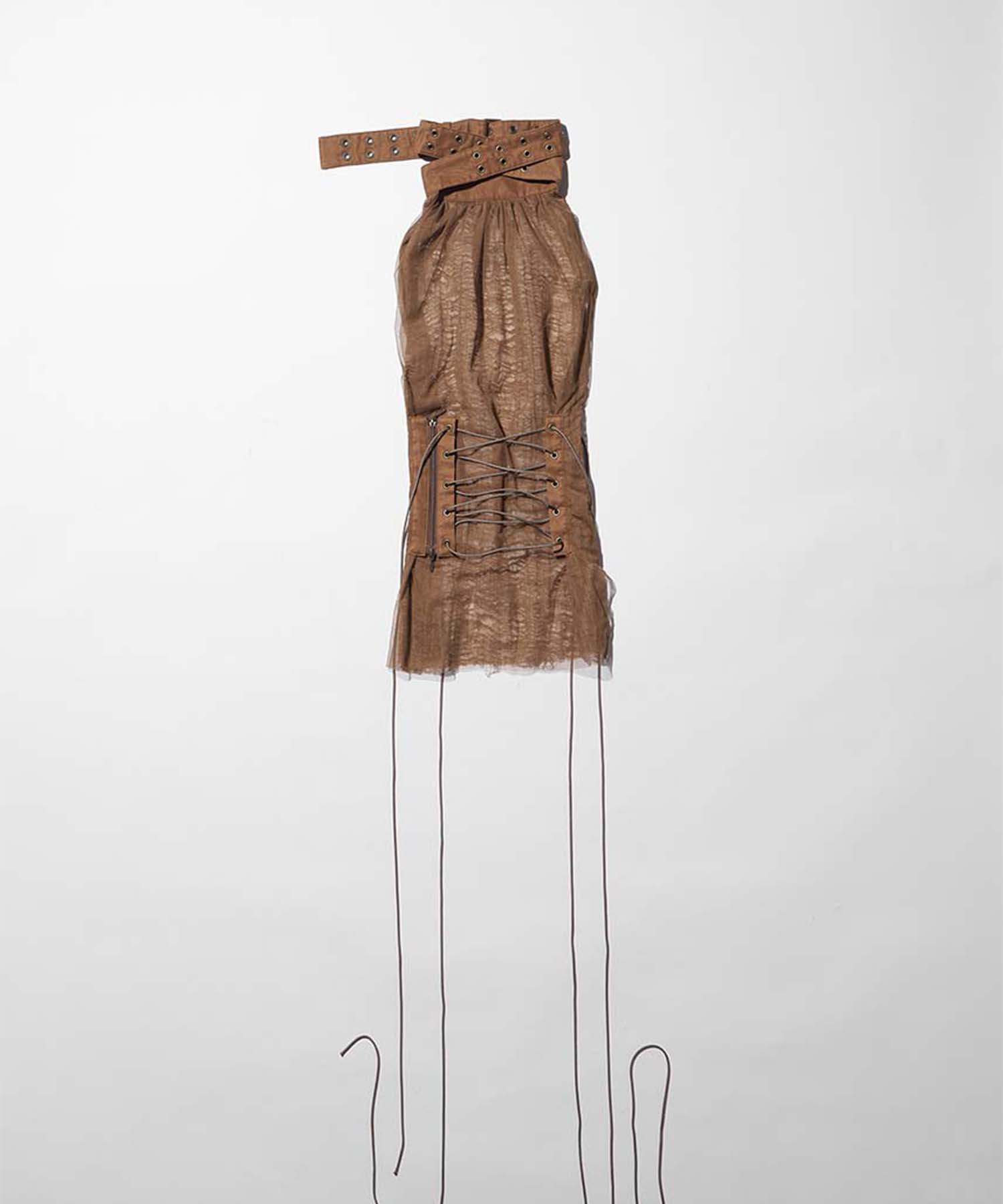 layered tulle gauze halter top mukcyen