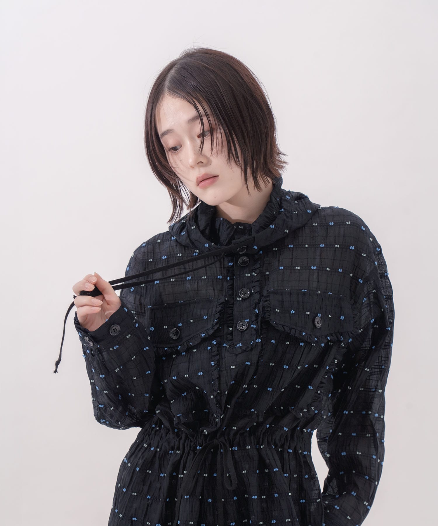 Original jacquard anorak hoodie naokitomizuka