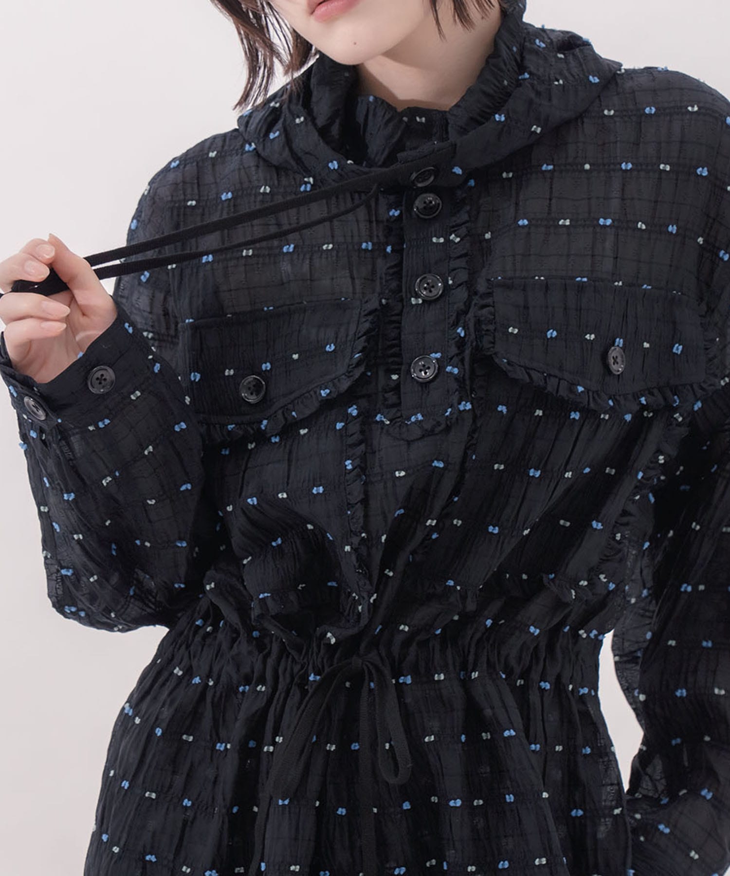 Original jacquard anorak hoodie naokitomizuka