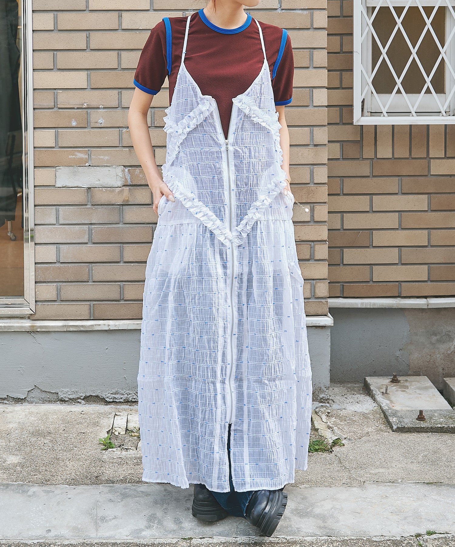 Original jacquard camisole dress naokitomizuka