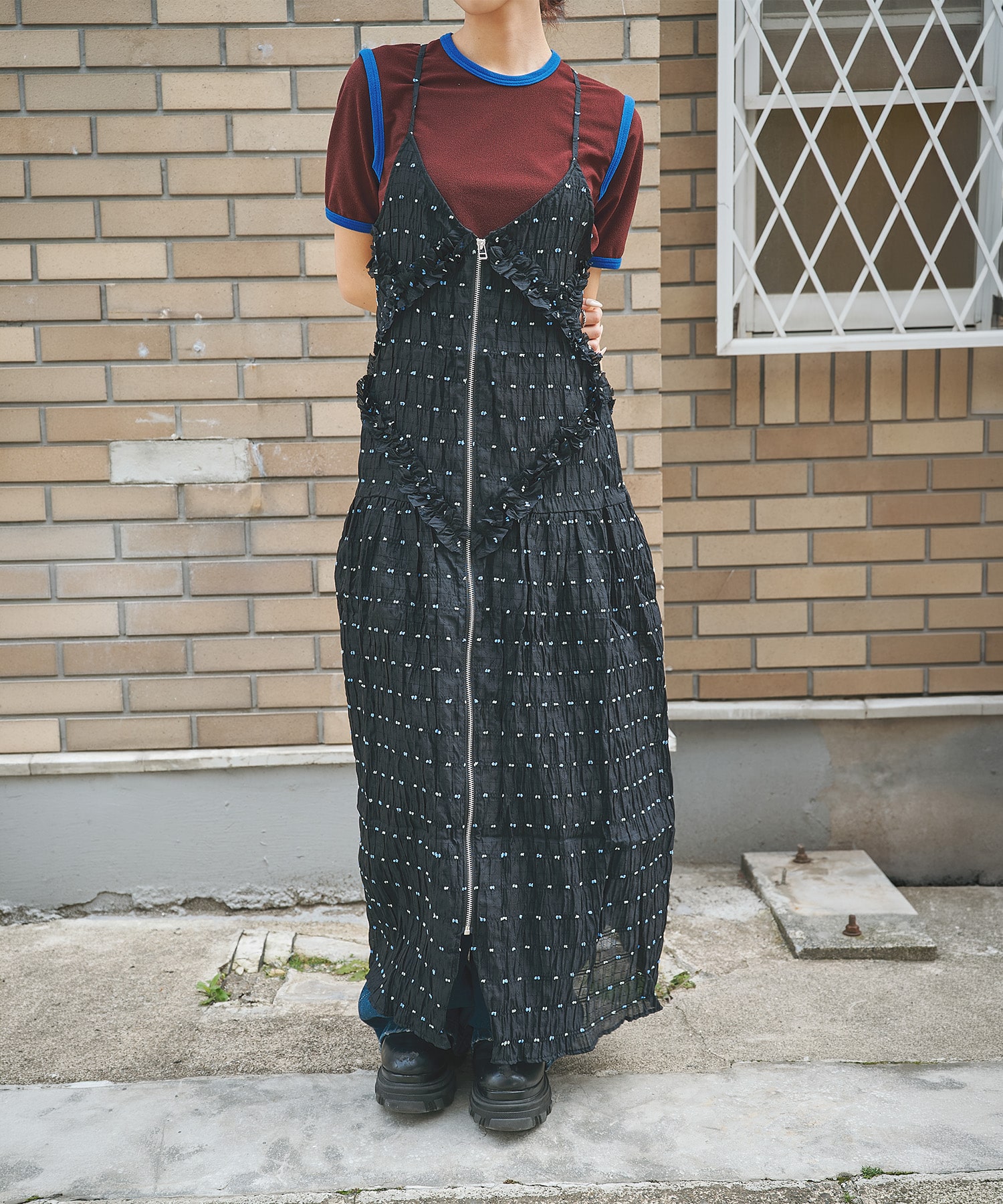 Original jacquard camisole dress naokitomizuka