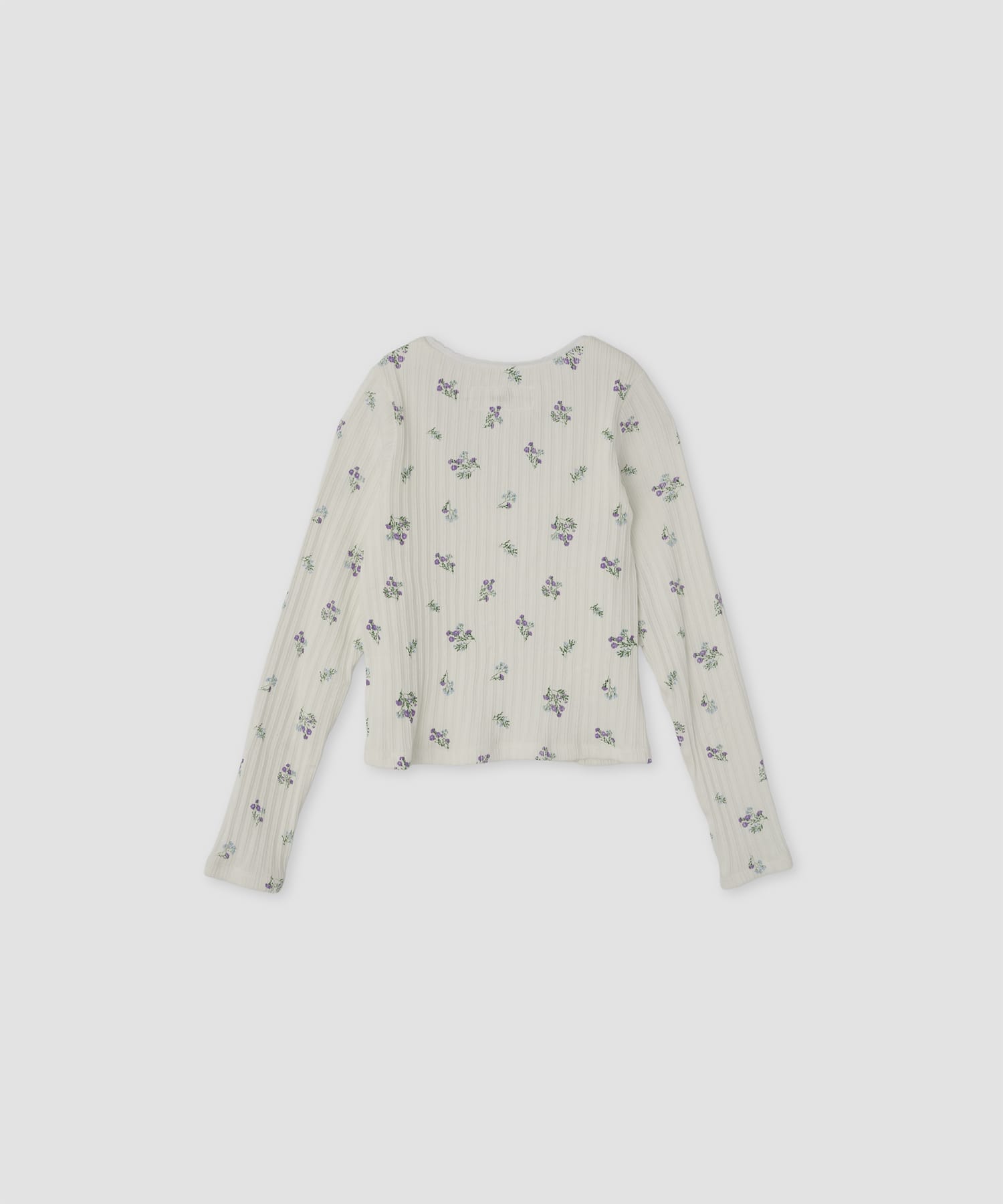 COTTON EYELET RIB FLOWER SQUARE NECK PULLOVER JANE SMITH