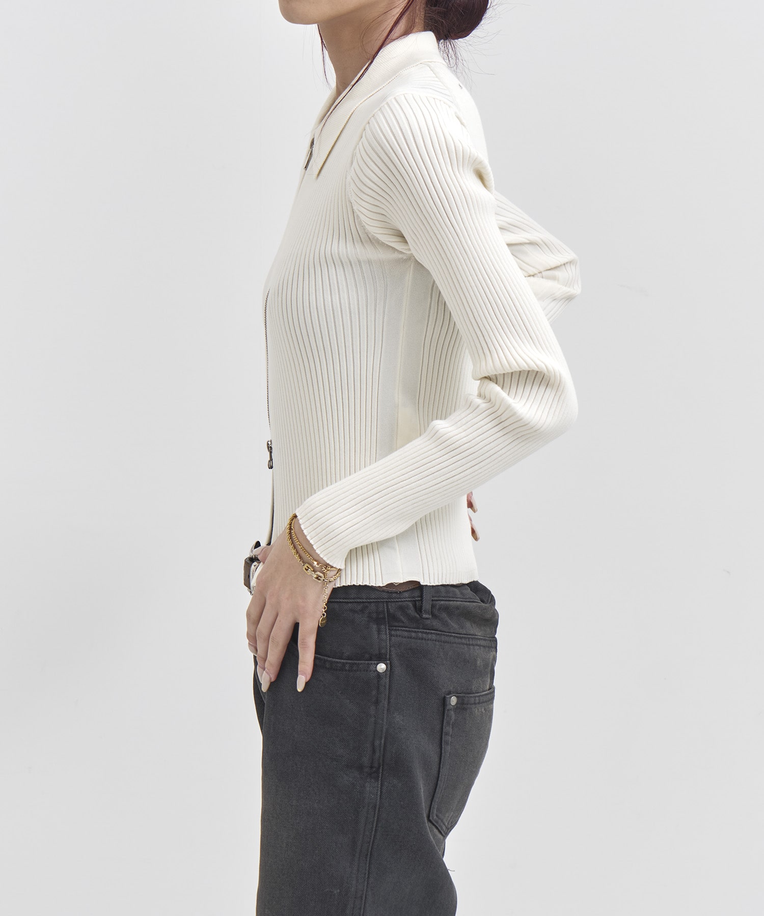 16G RIB DOUBLE ZIP CARDIGAN JANE SMITH