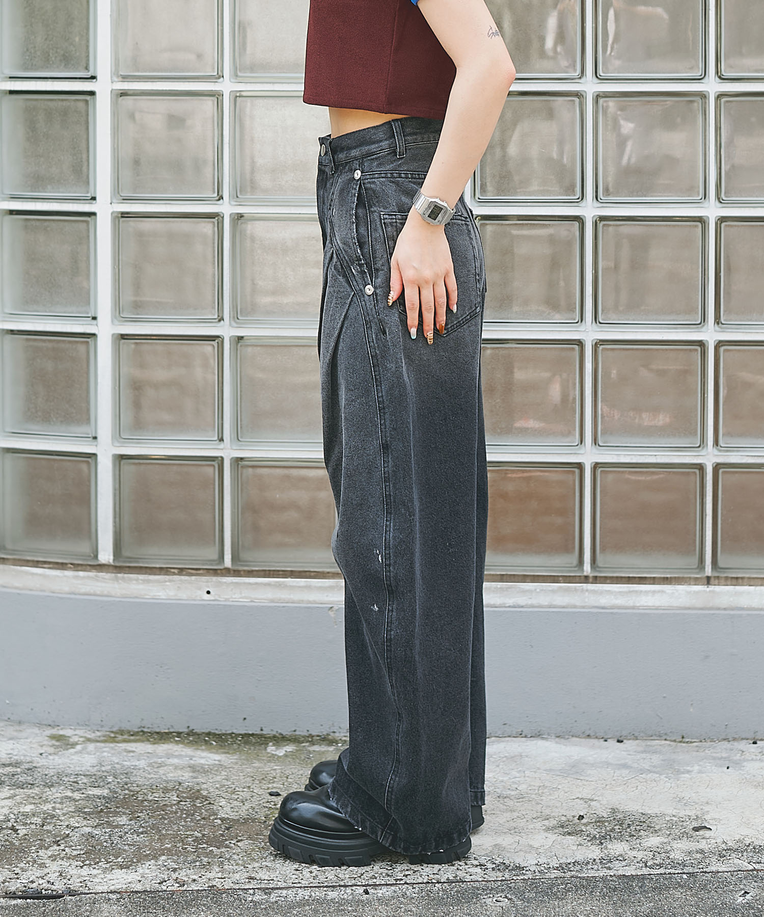 dark wash curved denim CONZ