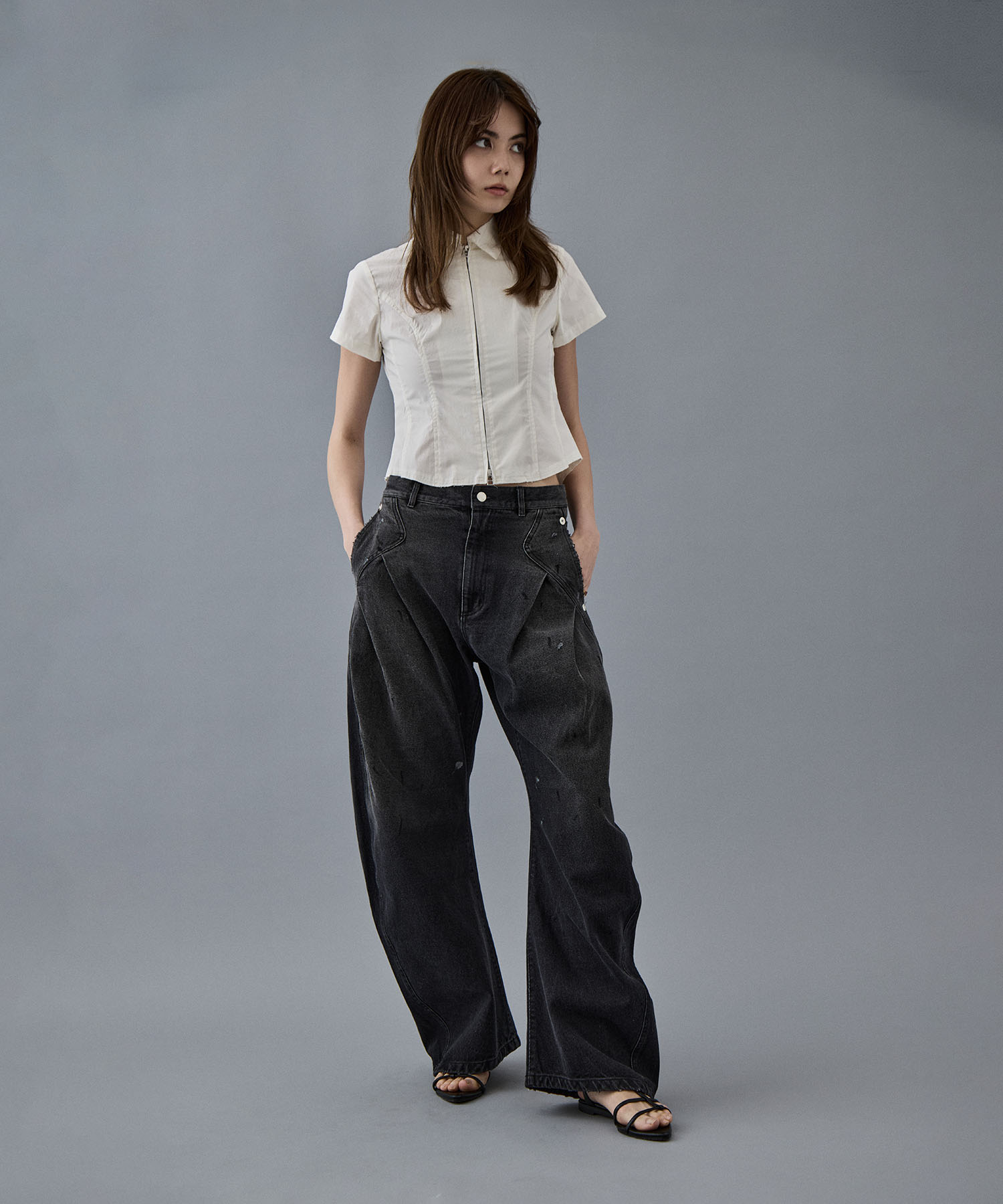 dark wash curved denim CONZ