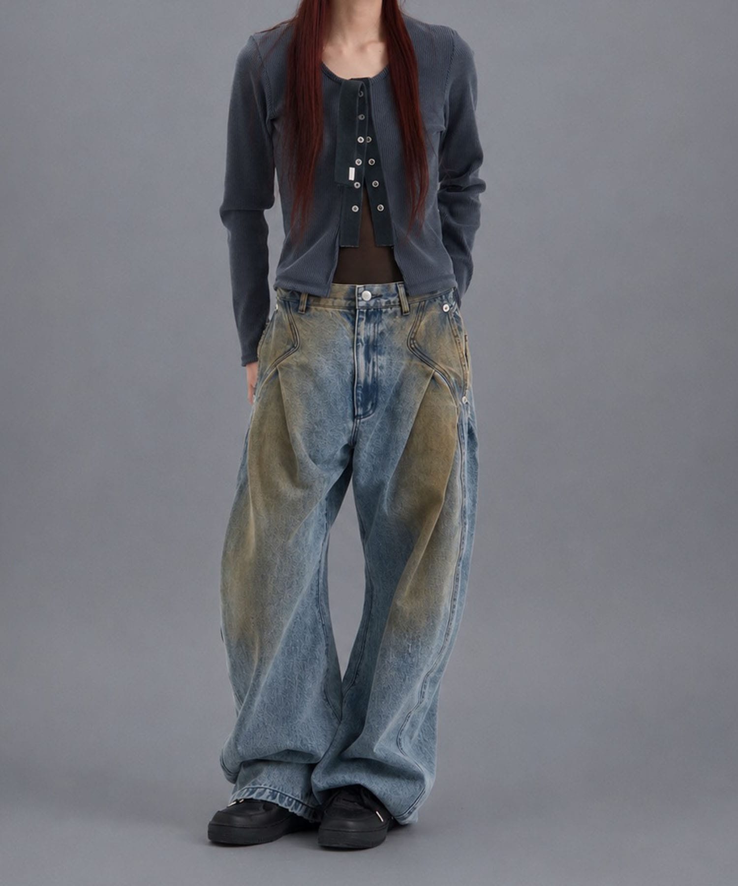distressed curve denim CONZ