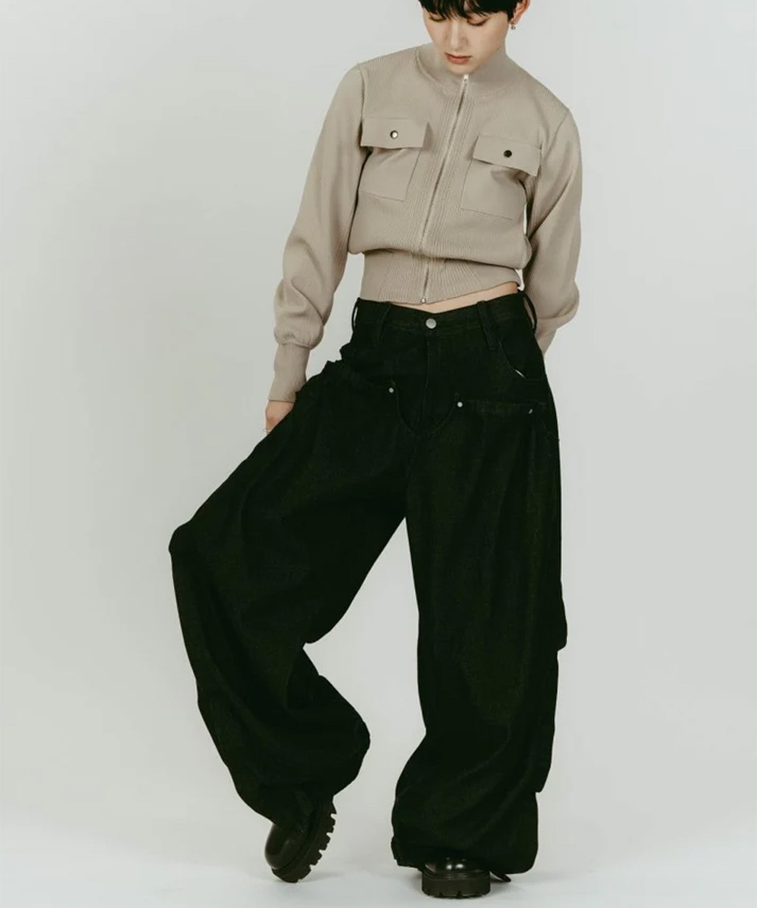 cling drape denim pants(unisex) Knuth Marf