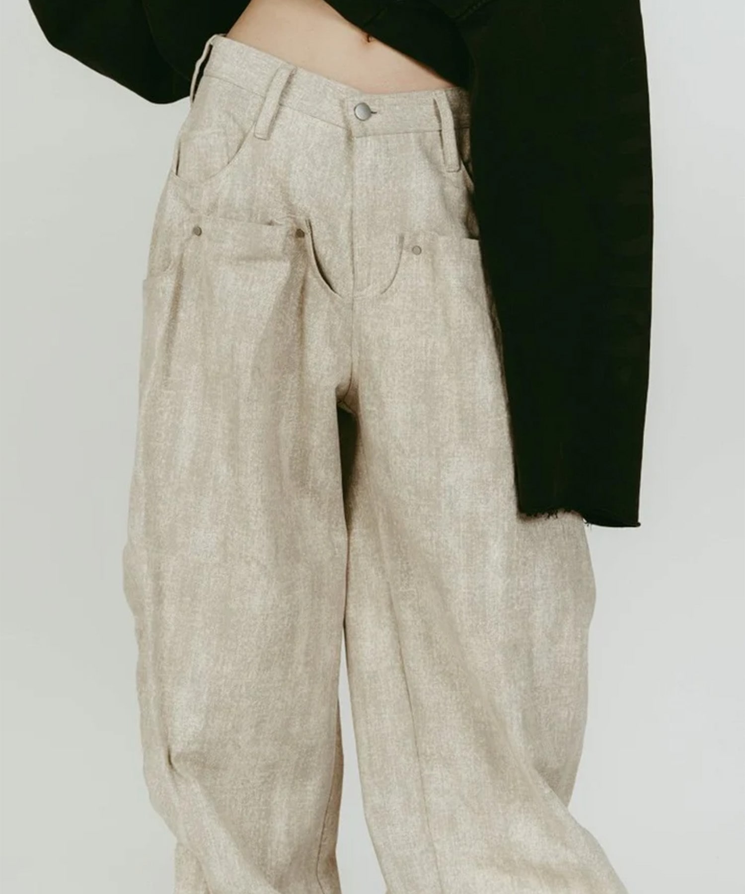 cling drape denim pants(unisex) Knuth Marf