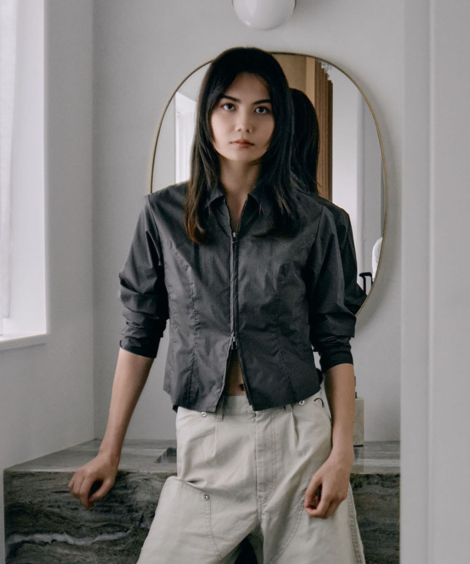 fitted zip up shirt CONZ