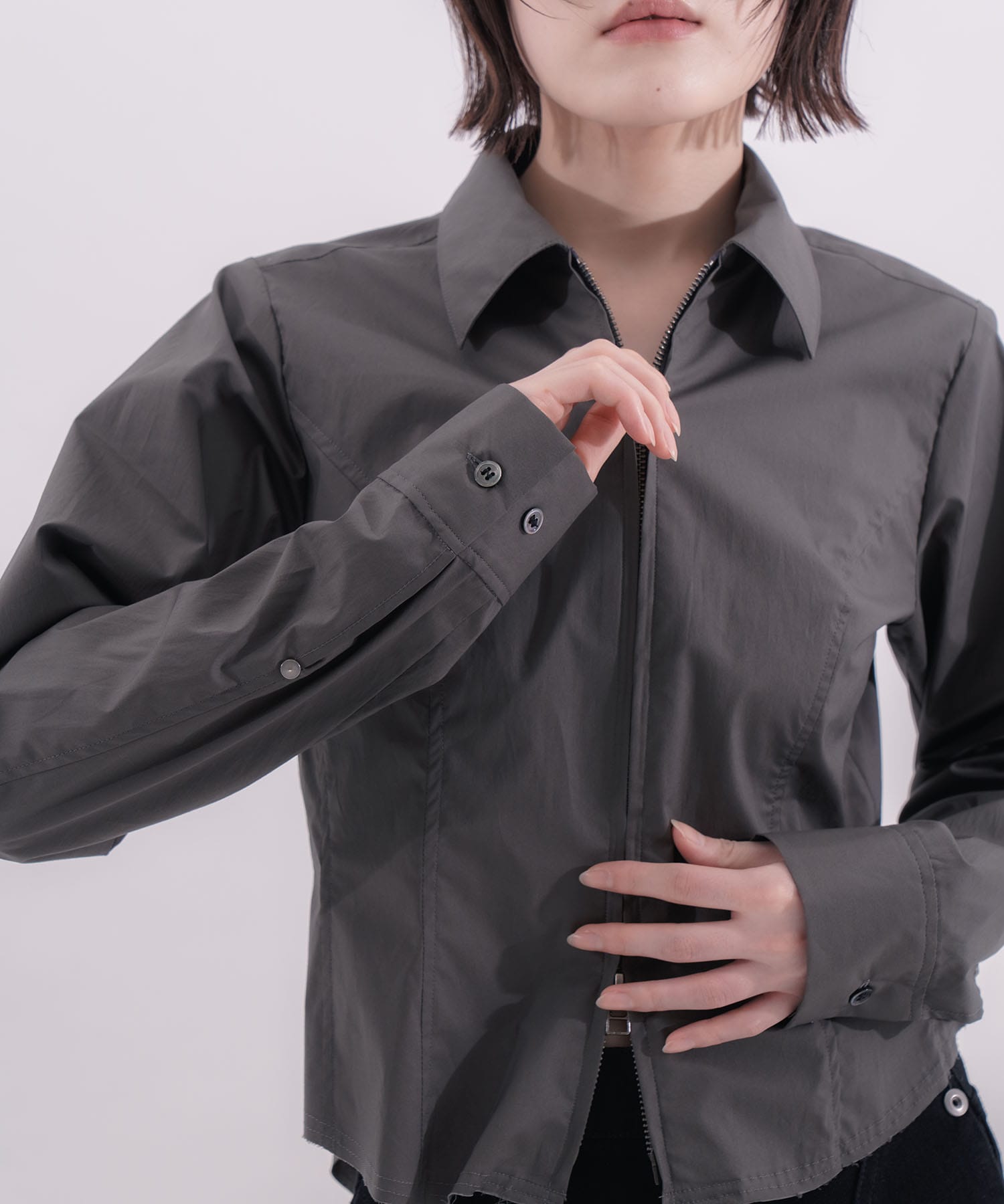 fitted zip up shirt CONZ
