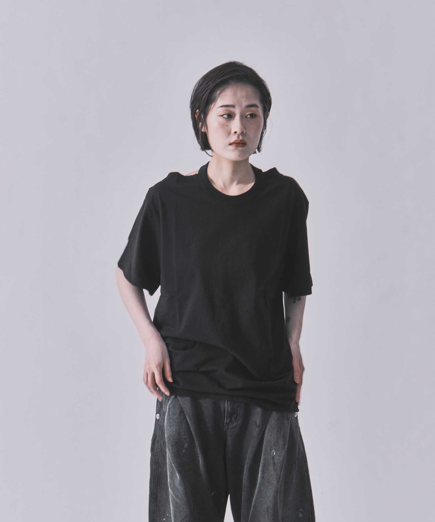 Raffy Gauze 2-Way T-Shirt INSCRIRE