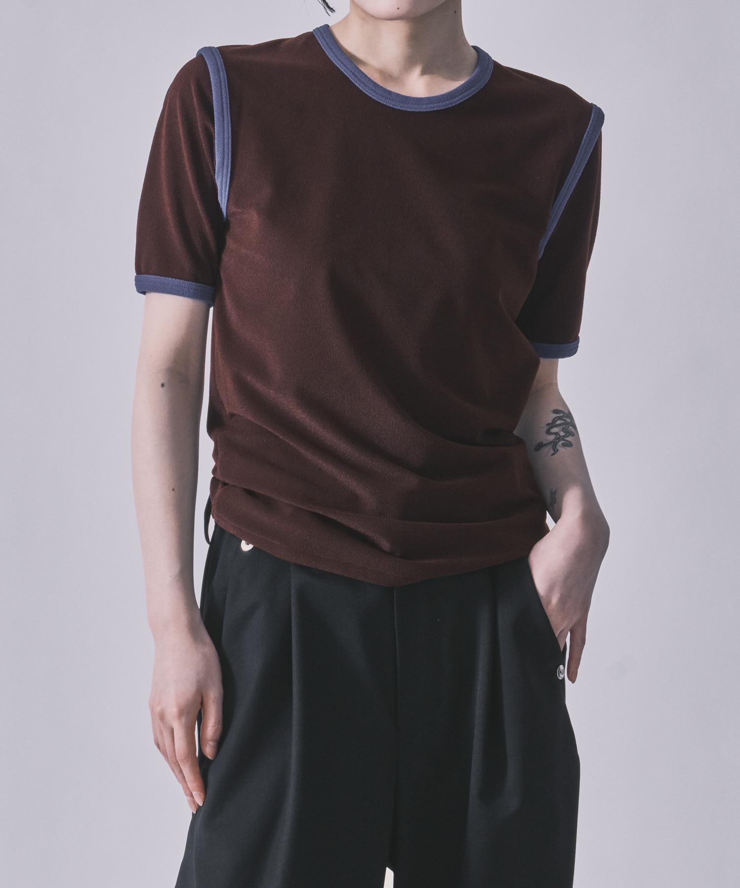 STRETCH PILE RINGER TEE kotohayokozawa