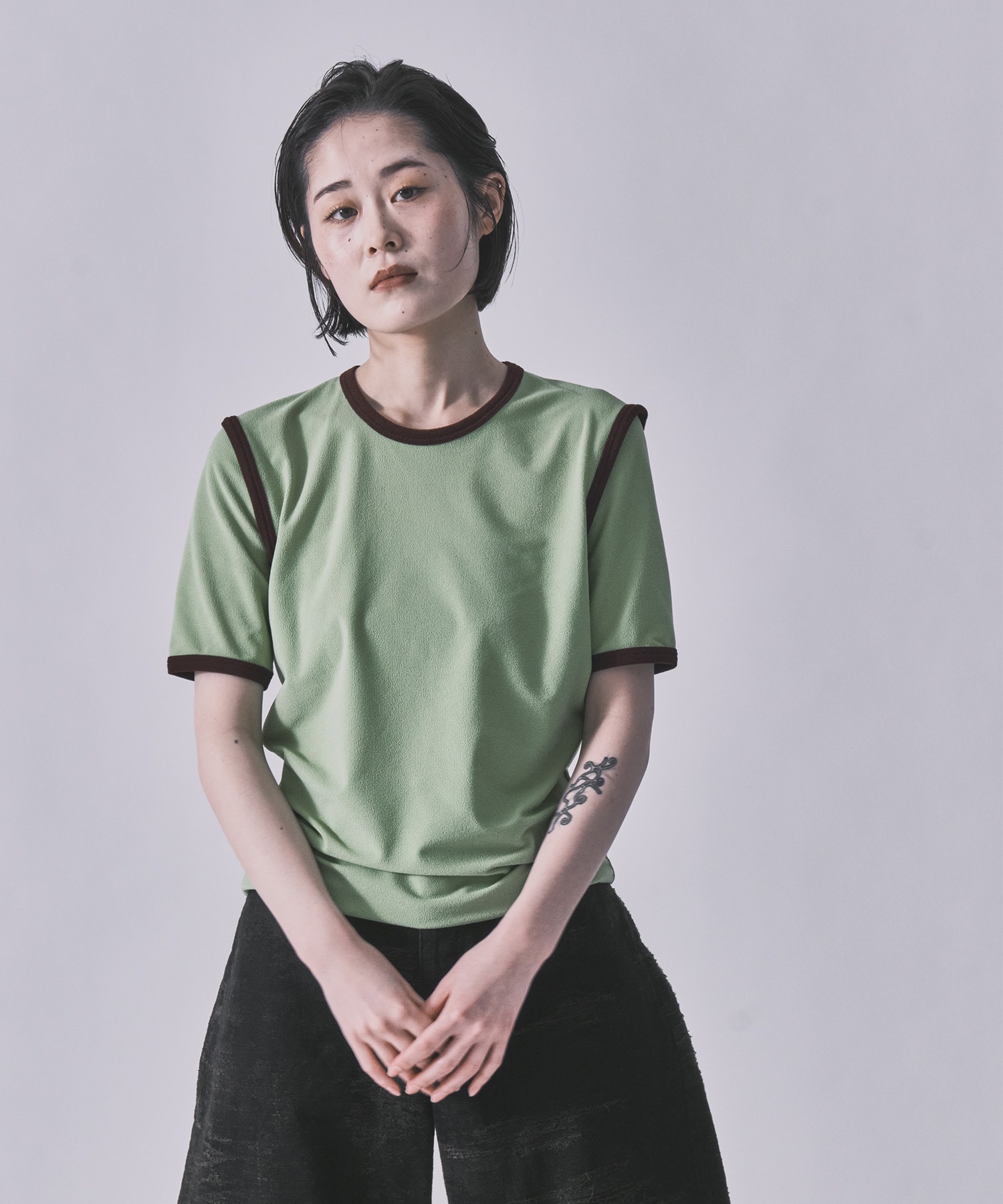 STRETCH PILE RINGER TEE kotohayokozawa