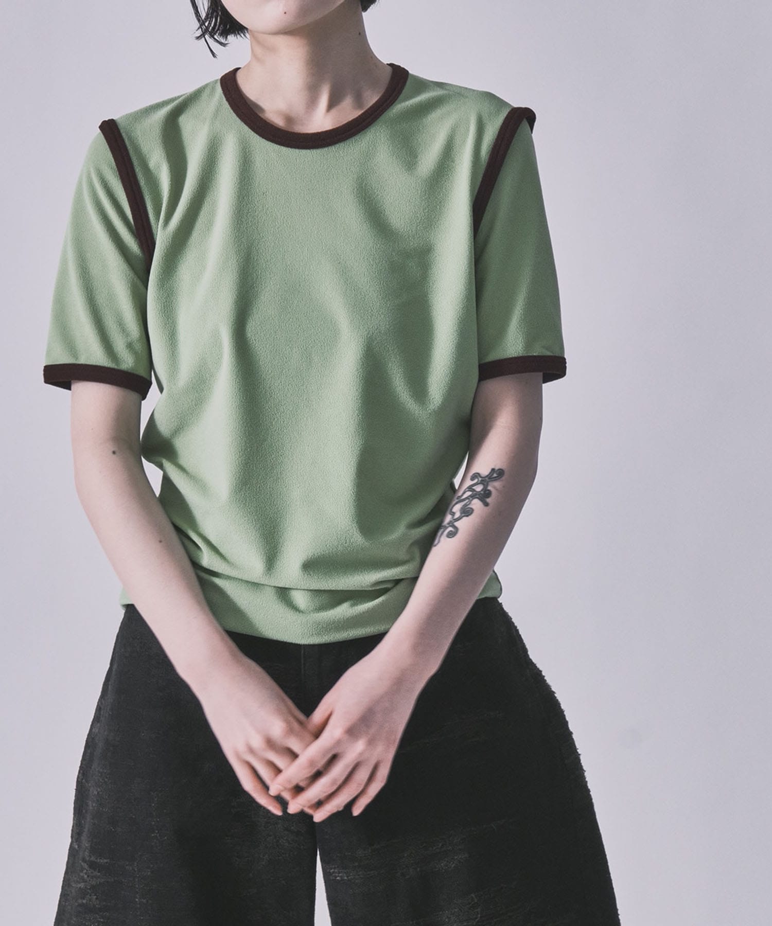 STRETCH PILE RINGER TEE kotohayokozawa