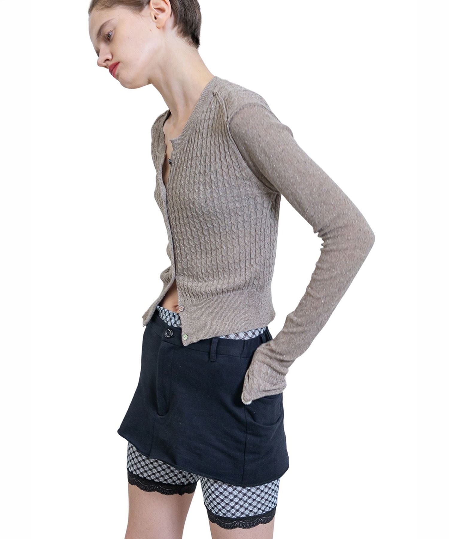 Silk Thin Cable Knit Cardigan PERVERZE