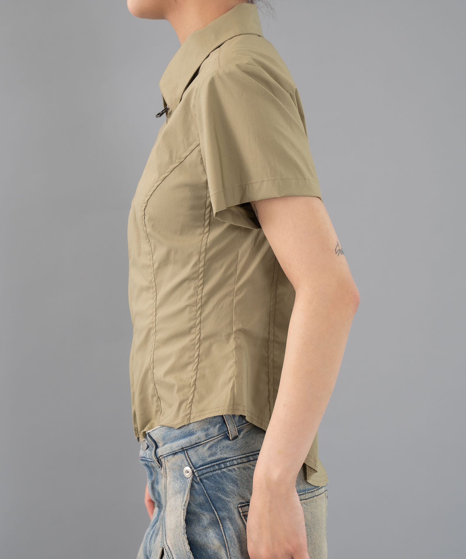 fitted zip up shirt short sleeve CONZ