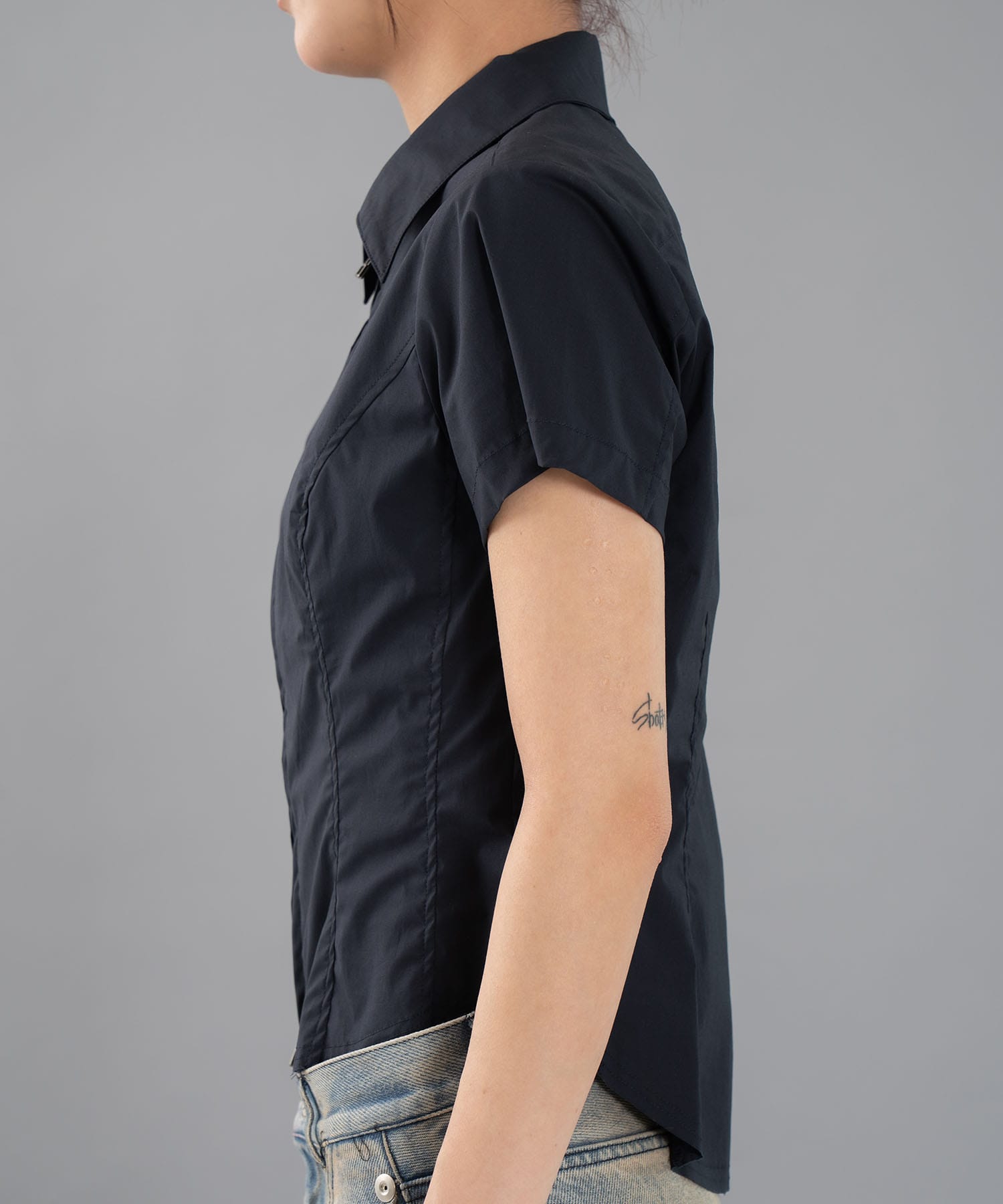 fitted zip up shirt short sleeve CONZ